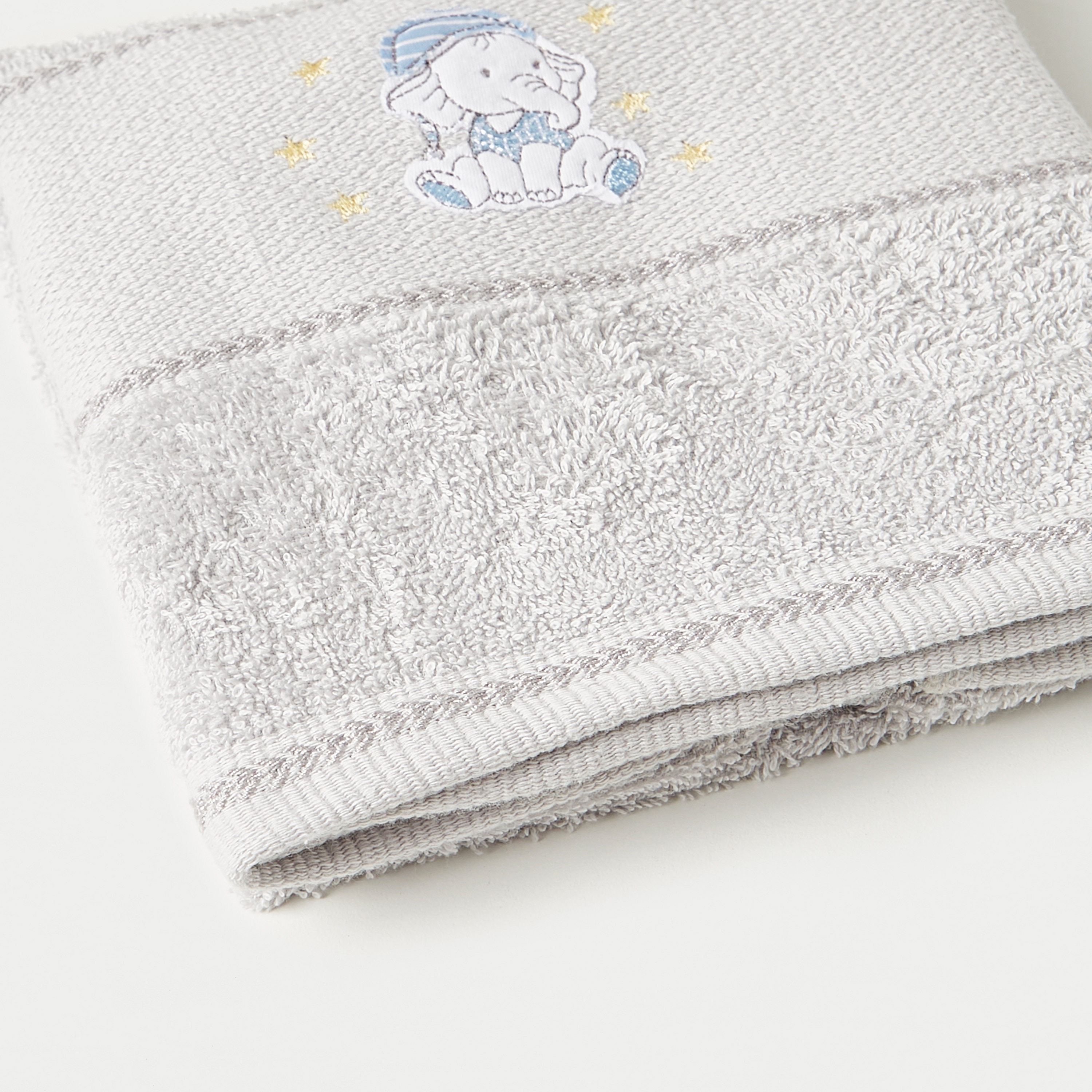 Juniors Elephant Embroidered Towel  - 38x76 cm-baby-bathandcare-towels-image-3