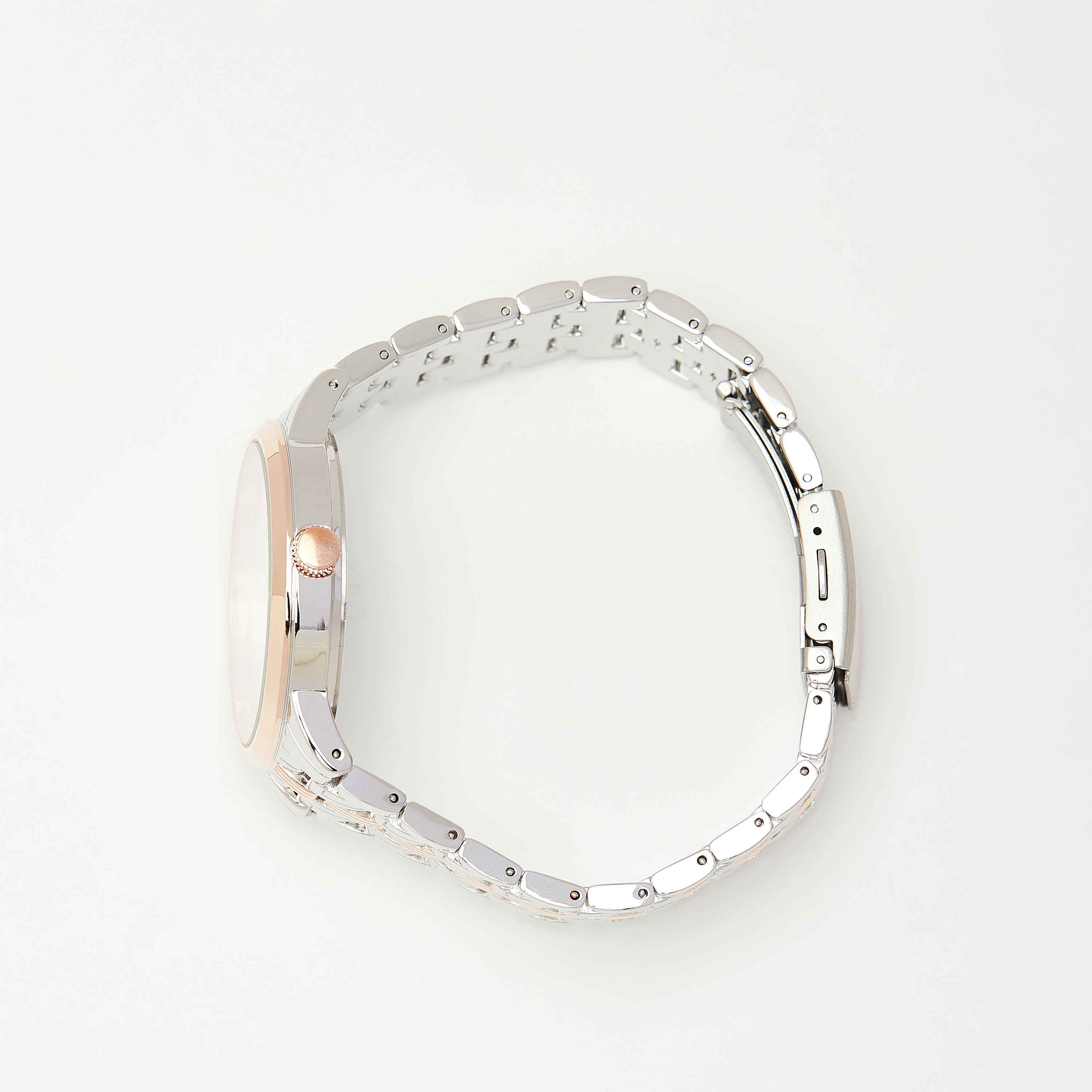 ساعة يد تناظرية فضية وذهبية بسوار ستانلس ستيل للرجال من أوماكس - 00HSC049N018-men-watchesandjewellery-watches-image-3
