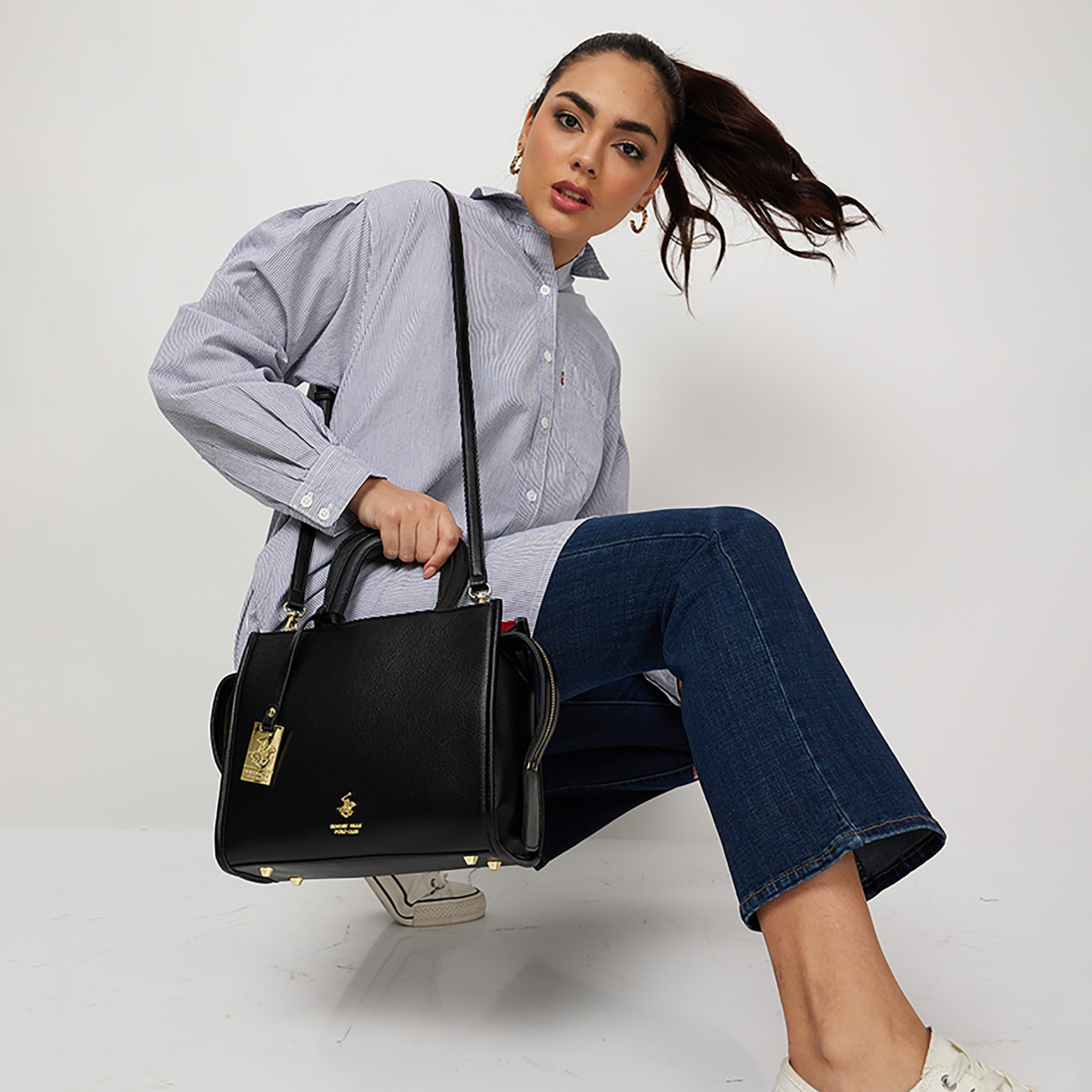حقيبة ساتشيل سادة بمقبض علوي مع حزام قابل للتعديل والفصل من بيفرلي هيلز بولو كلوب-women-bagsandwallets-handbags-image-5