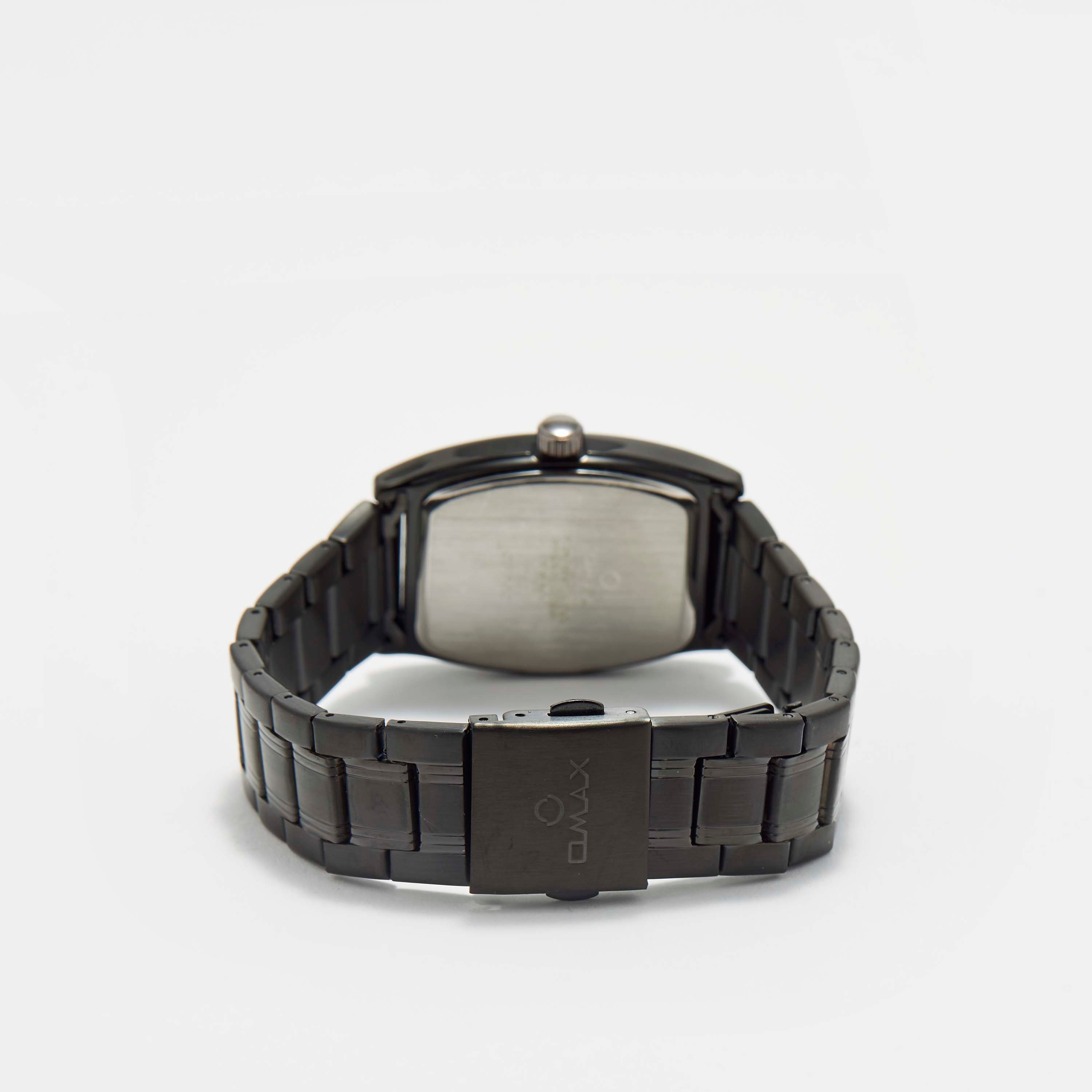 ساعة يد تناظرية سوداء بسوار ستانلس ستيل للرجال من أوماكس - 00CFD027B002-men-watchesandjewellery-watches-image-2