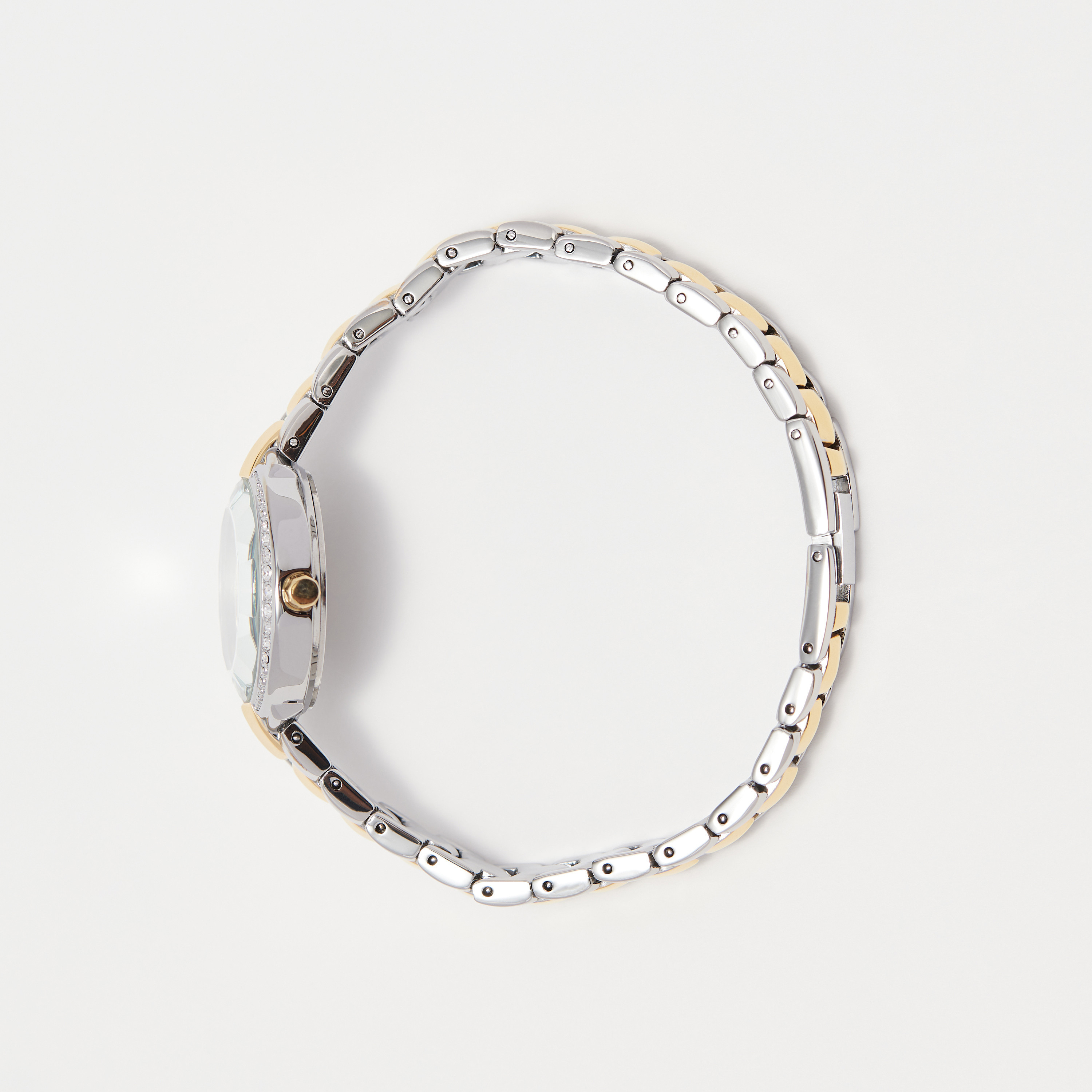 ساعة يد تناظرية فضية وذهبية بسوار ستانليس ستيل للنساء من أوماكس - 00JEC046N002-women-watchesandjewellery-watches-image-2