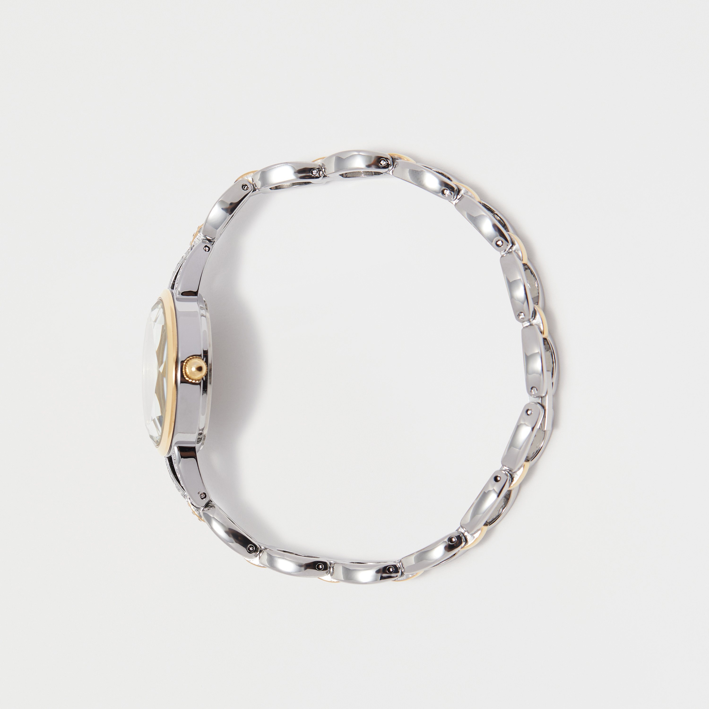 Omax Women's Silver & Gold Stainless Steel Strap Analog Wristwatch - 00JEC054N002 | 28 MM-women-watchesandjewellery-watches-image-2