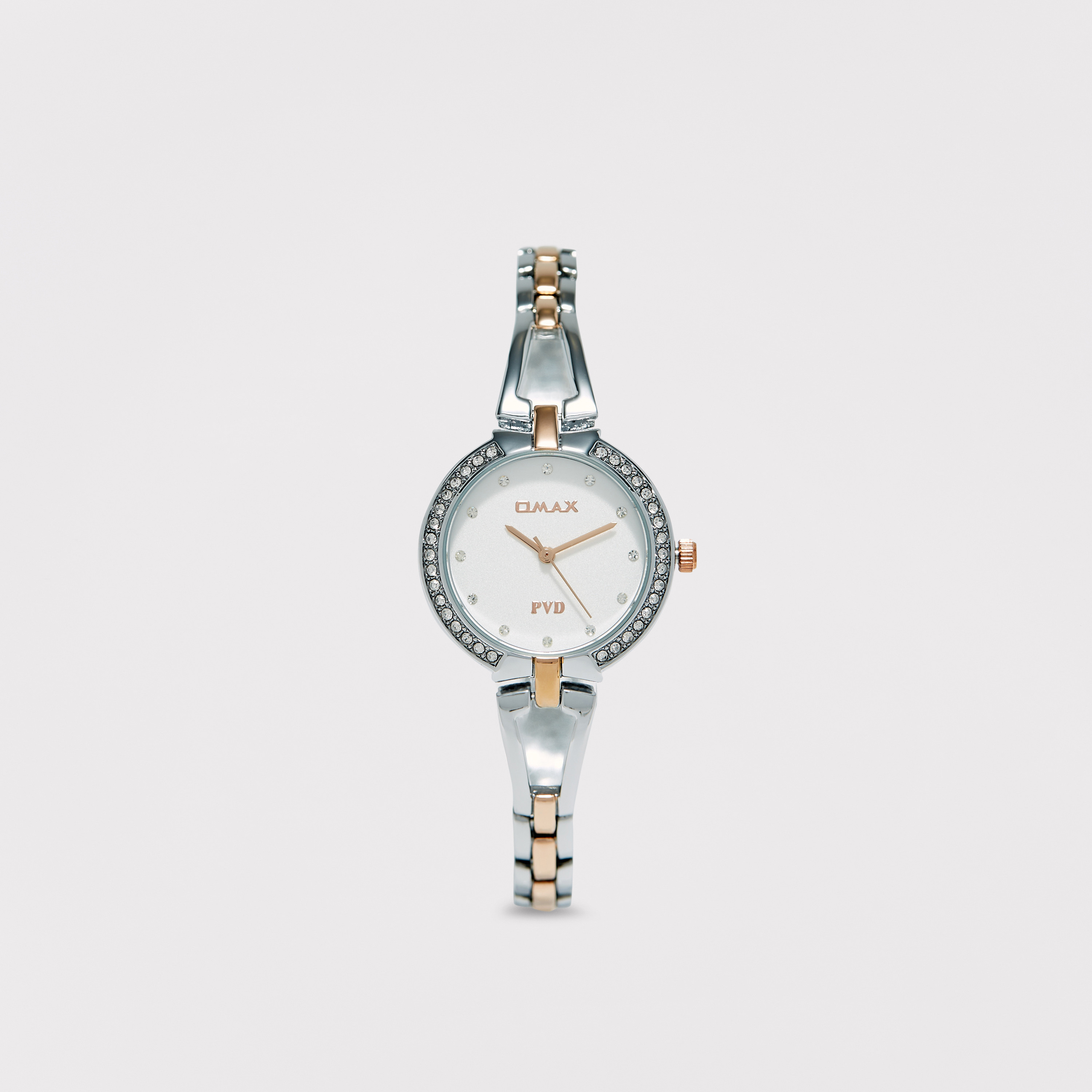 Omax Women's Silver & Gold Stainless Steel Strap Analog Wristwatch - 00JEX002N018 | 30 MM-women-watchesandjewellery-watches-image-1