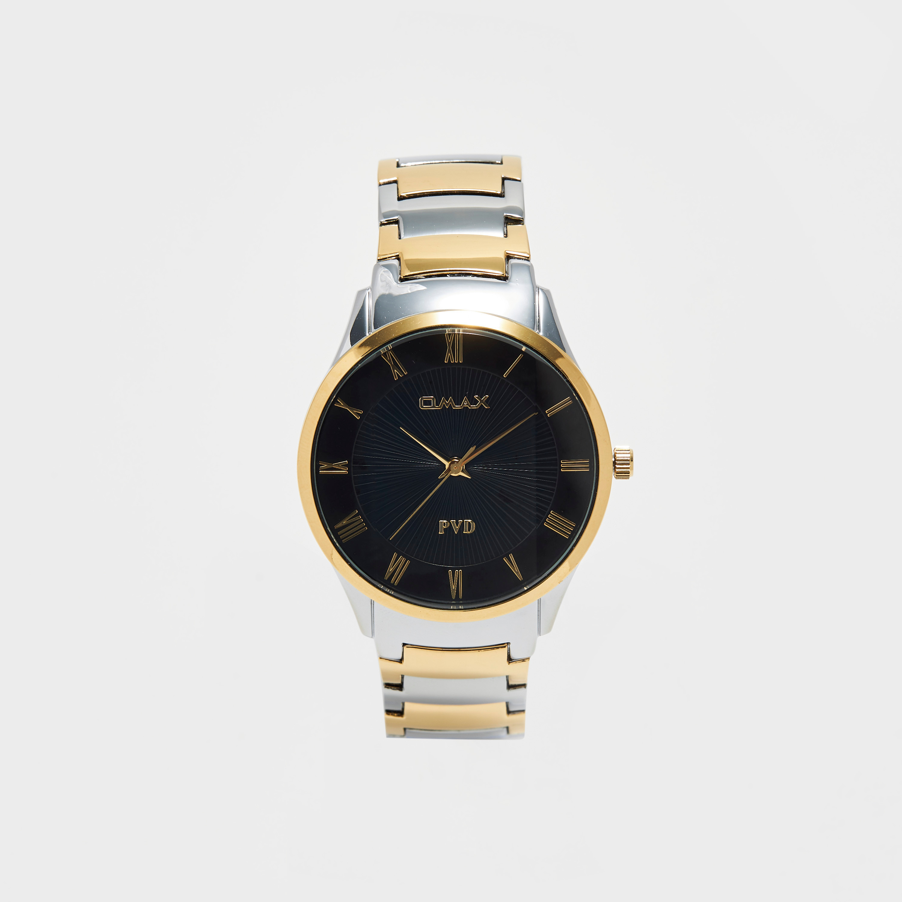 ساعة يد تناظرية فضية وذهبية بسوار ستانلس ستيل للرجال من أوماكس - 00NSC001N002-men-watchesandjewellery-watches-image-1