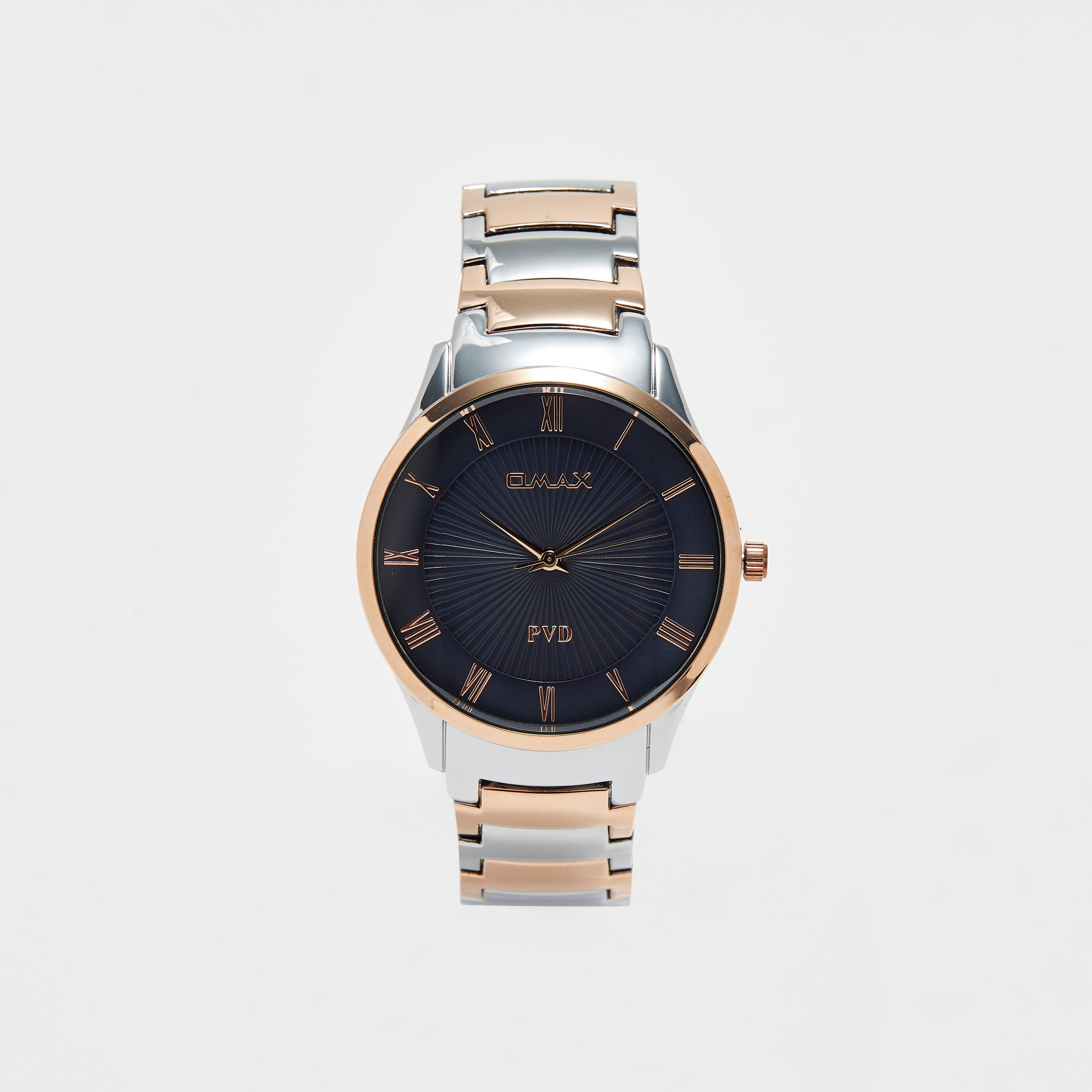 ساعة يد تناظرية فضية وذهبية بسوار ستانلس ستيل للرجال من أوماكس - 00NSC001N004-men-watchesandjewellery-watches-image-1