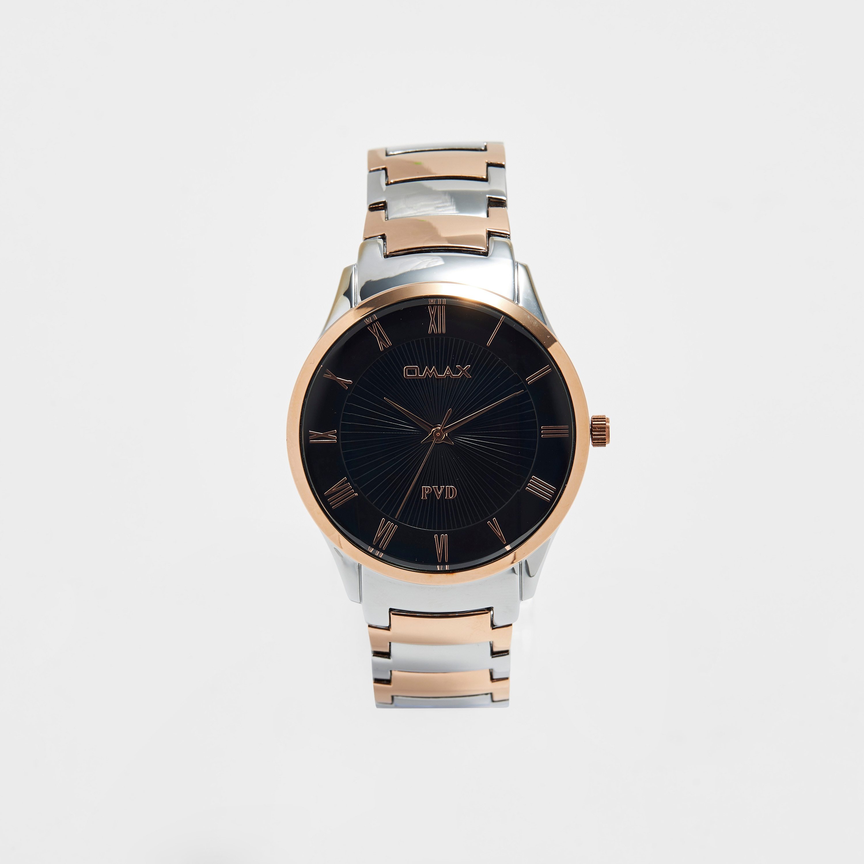 ساعة يد تناظرية فضية وذهبية بسوار ستانلس ستيل للرجال من أوماكس - 00NSC001N012-men-watchesandjewellery-watches-image-1