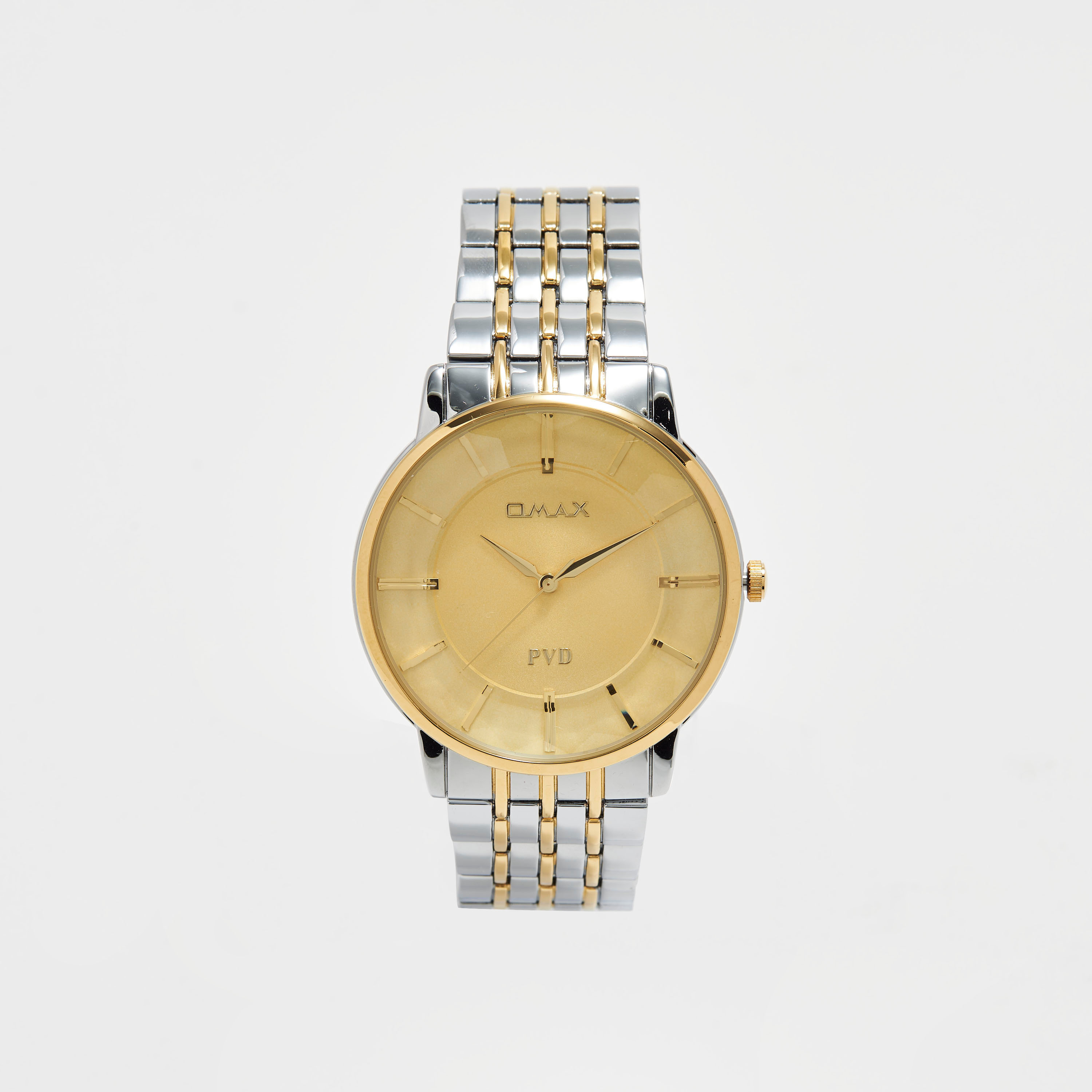 ساعة يد تناظرية فضية وذهبية بسوار ستانلس ستيل للرجال من أوماكس - 00NSC007N001-men-watchesandjewellery-watches-image-1
