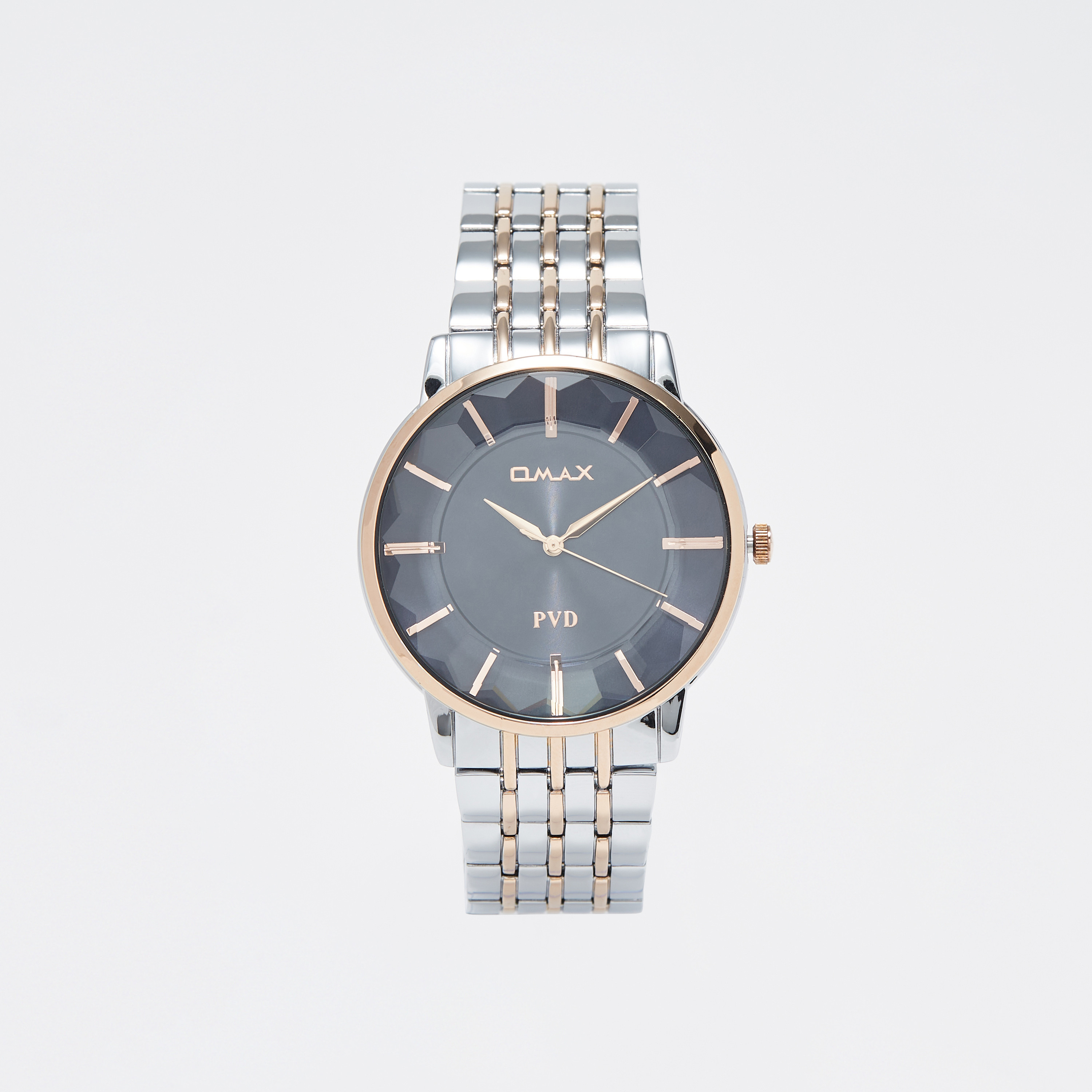 Omax Men's Silver & Gold Stainless Steel Strap Analog Wristwatch - 00NSC007N004-men-watchesandjewellery-watches-image-1