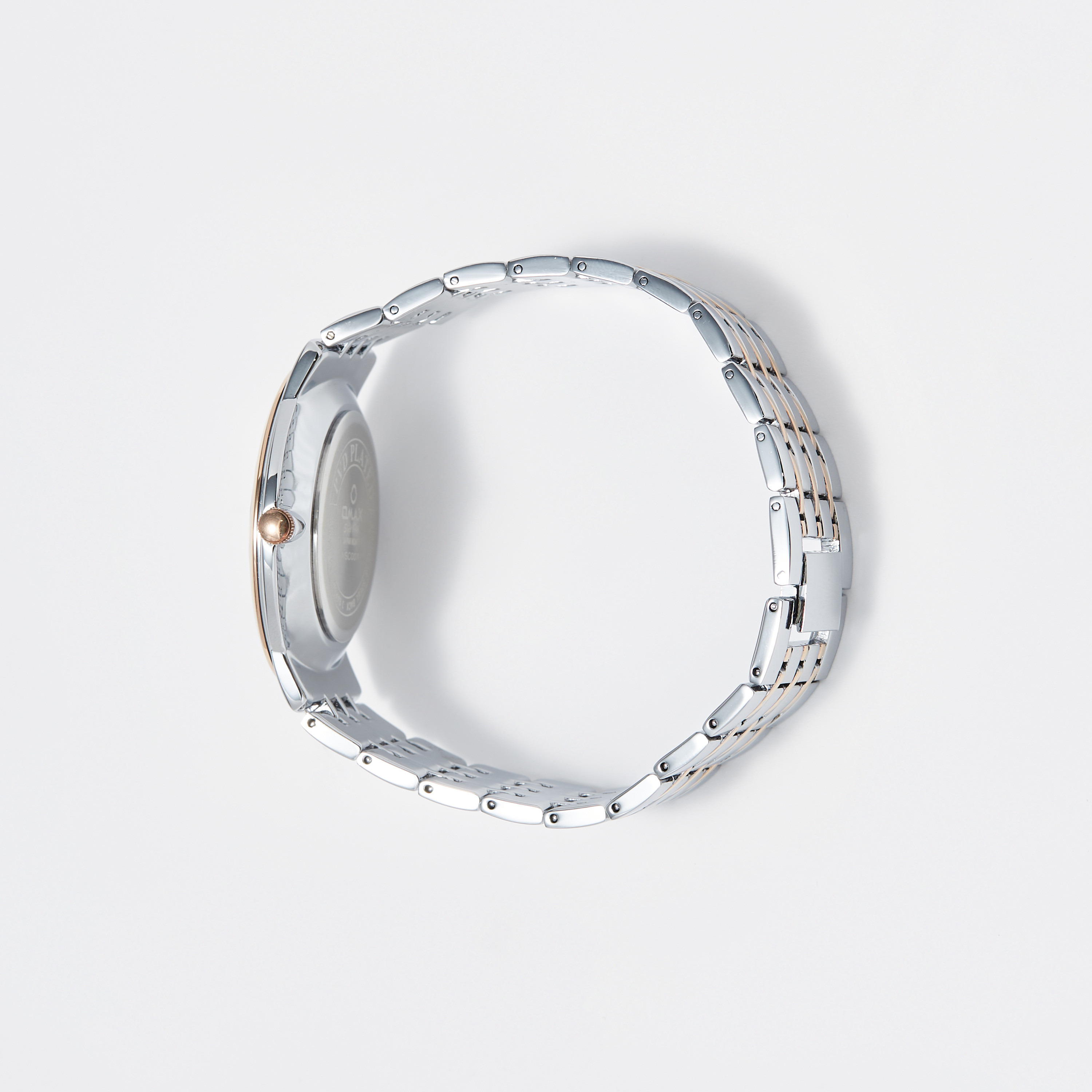 ساعة يد تناظرية فضية وذهبية بسوار ستانلس ستيل للرجال من أوماكس - 00NSC007N004-men-watchesandjewellery-watches-image-2