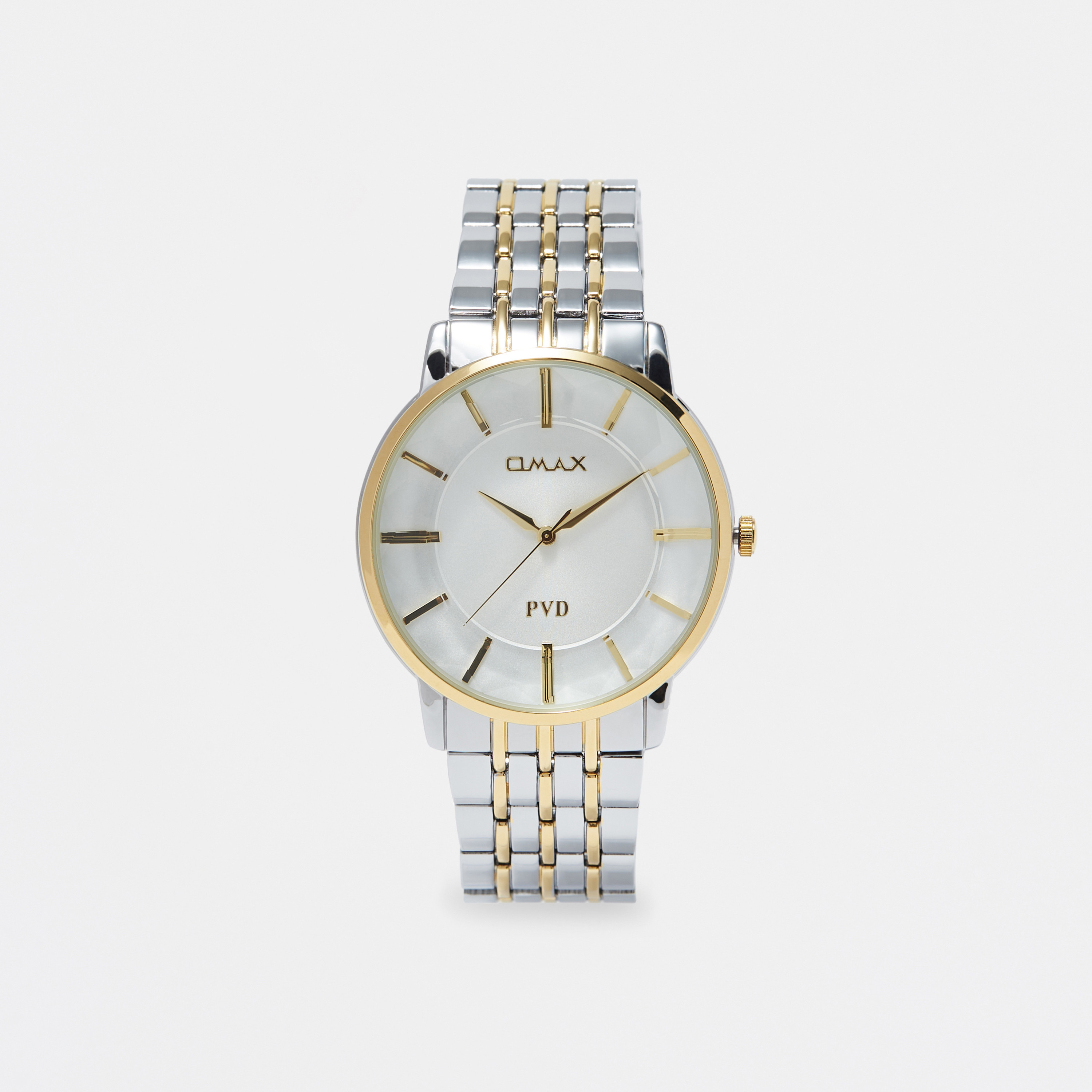 Omax Men's Silver & Gold Stainless Steel Strap Analog Wristwatch - 00NSC007N008-men-watchesandjewellery-watches-image-1