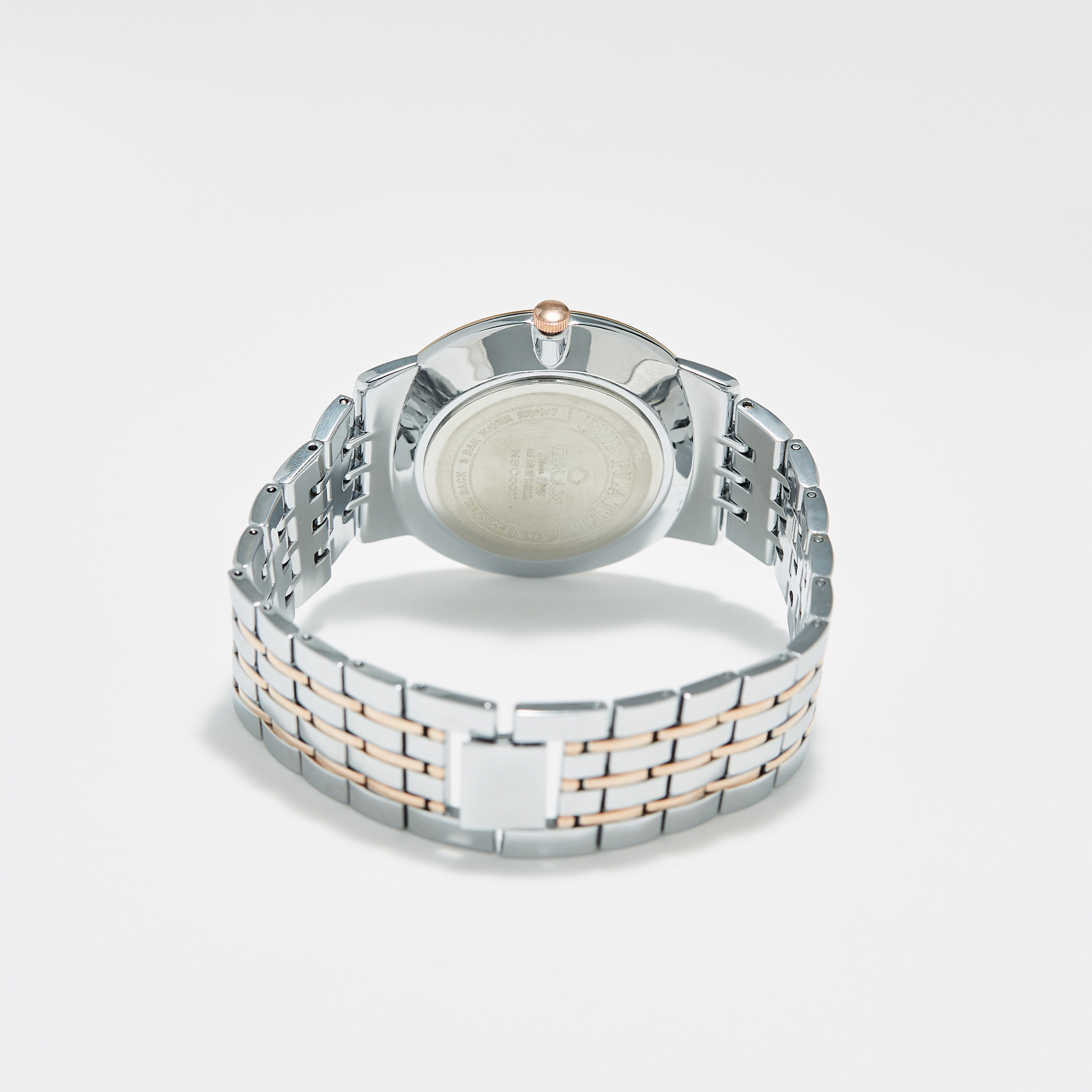 ساعة يد تناظرية فضية وذهبية بسوار ستانليس ستيل للرجال من أوماكس - 00NSC007N012-men-watchesandjewellery-watches-image-2