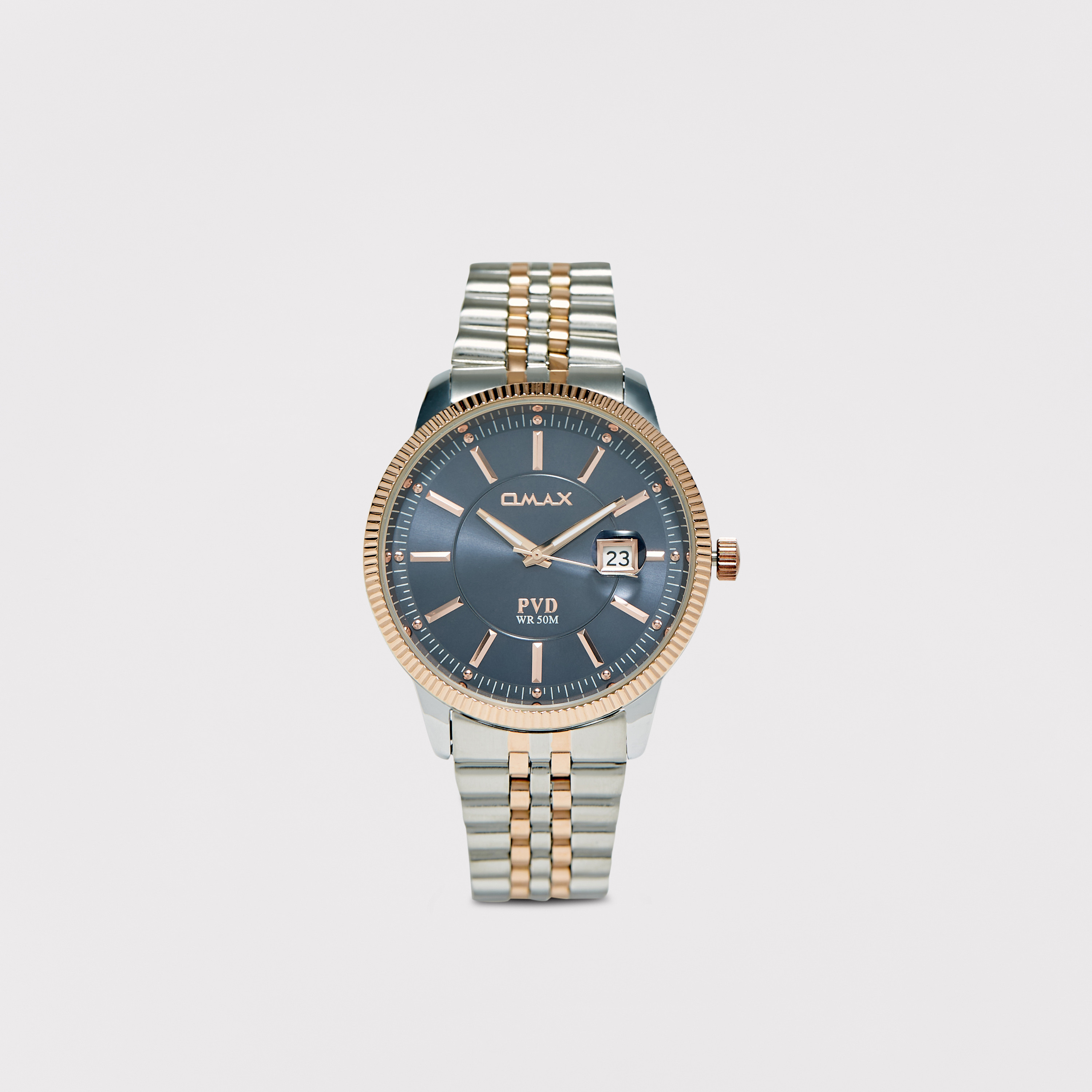 ساعة يد تناظرية فضية وذهبية بسوار ستانلس ستيل للرجال من أوماكس - 00OFD001N004-men-watchesandjewellery-watches-image-1