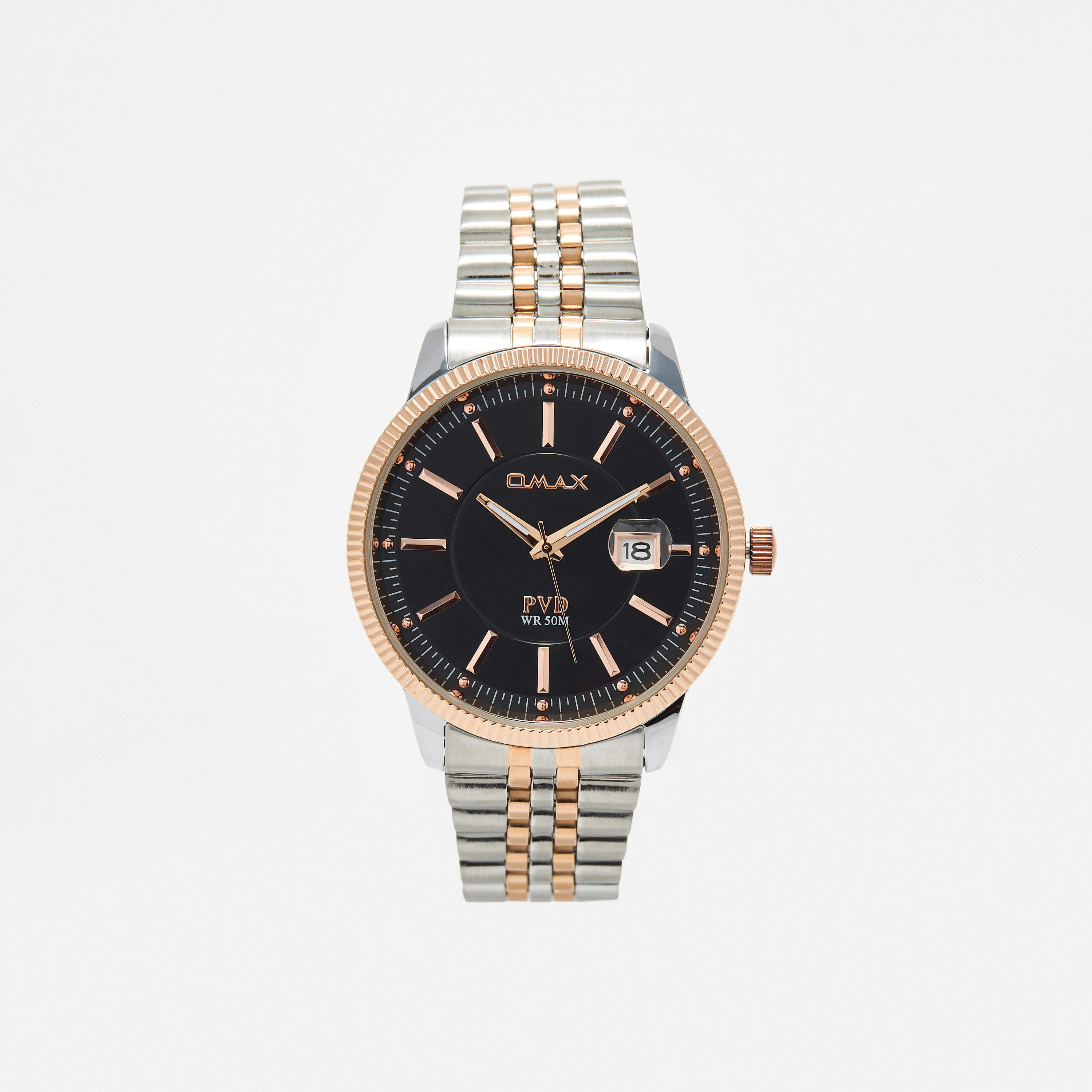 Omax Men's Silver & Gold Stainless Steel Strap Analog Wristwatch - 00OFD001N012-men-watchesandjewellery-watches-image-1
