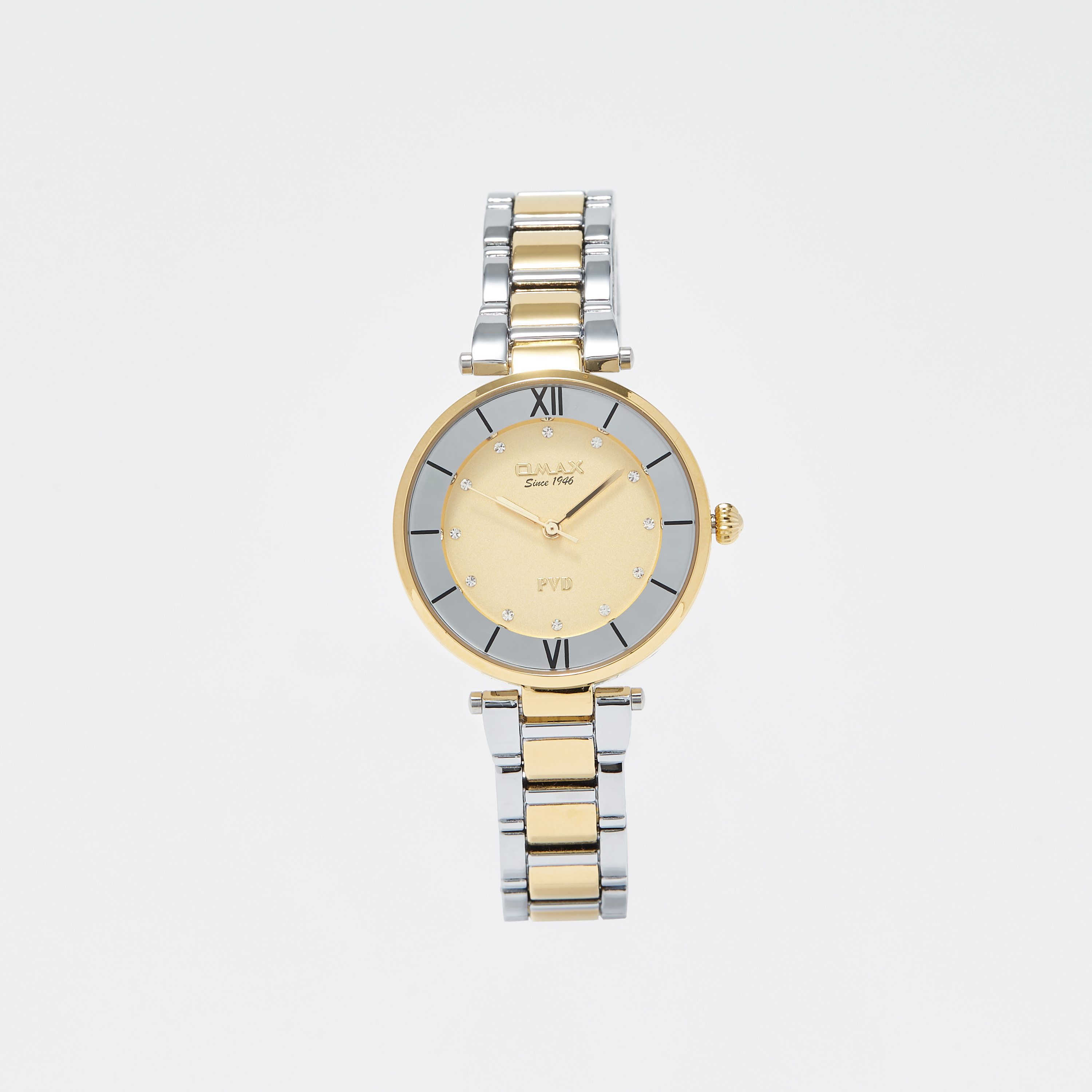 ساعة يد تناظرية فضية وذهبية بسوار ستانلس ستيل للنساء من أوماكس - 00OYY004N001-women-watchesandjewellery-watches-image-1