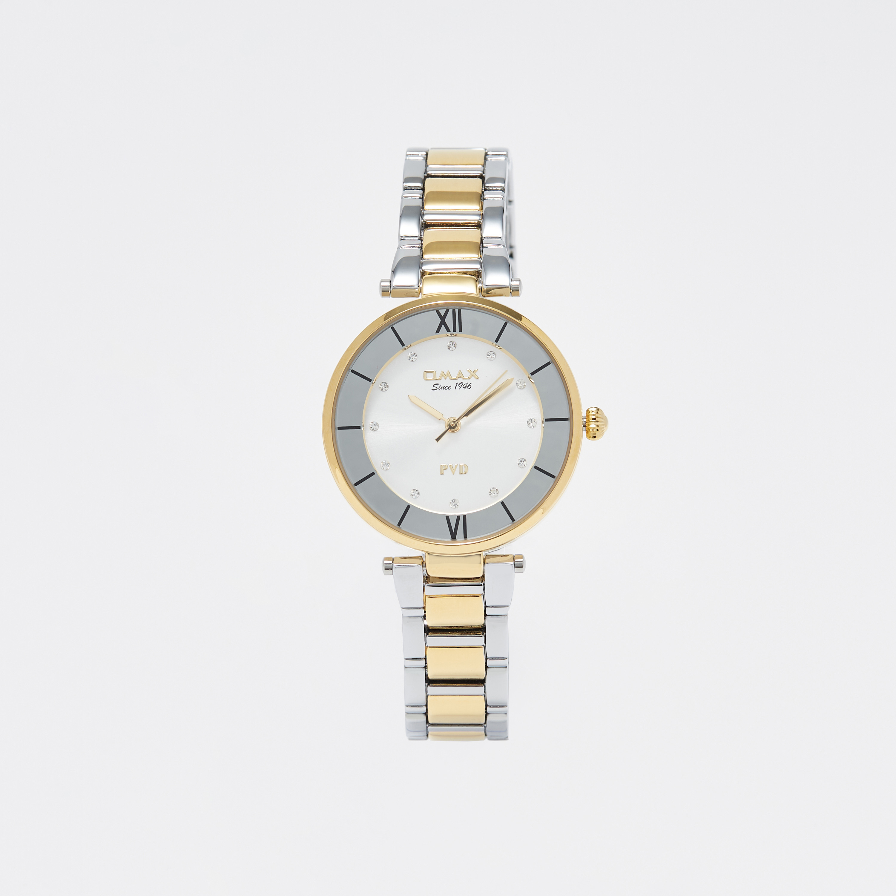 ساعة يد تناظرية فضية وذهبية بسوار ستانلس ستيل للنساء من أوماكس - 00OYY004N008-women-watchesandjewellery-watches-image-1