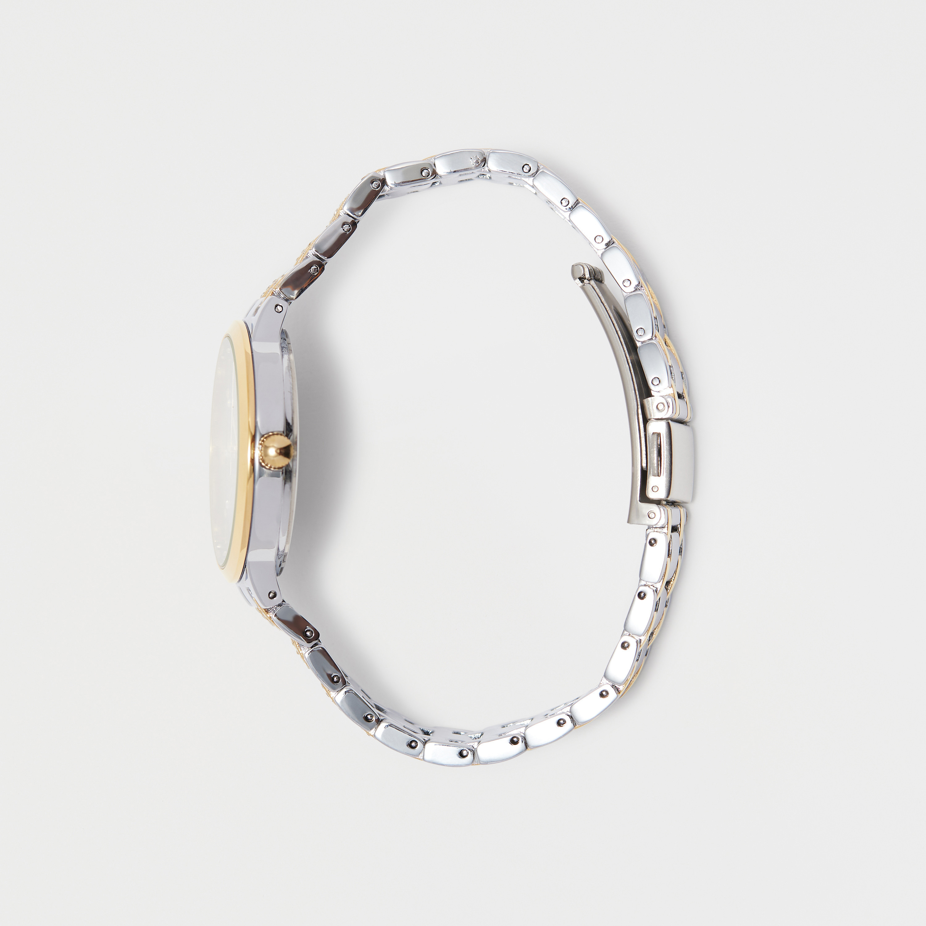 Omax Women's Silver & Gold Stainless Steel Strap Analog Wristwatch - 00OYY006N002 | 36 MM-women-watchesandjewellery-watches-image-2