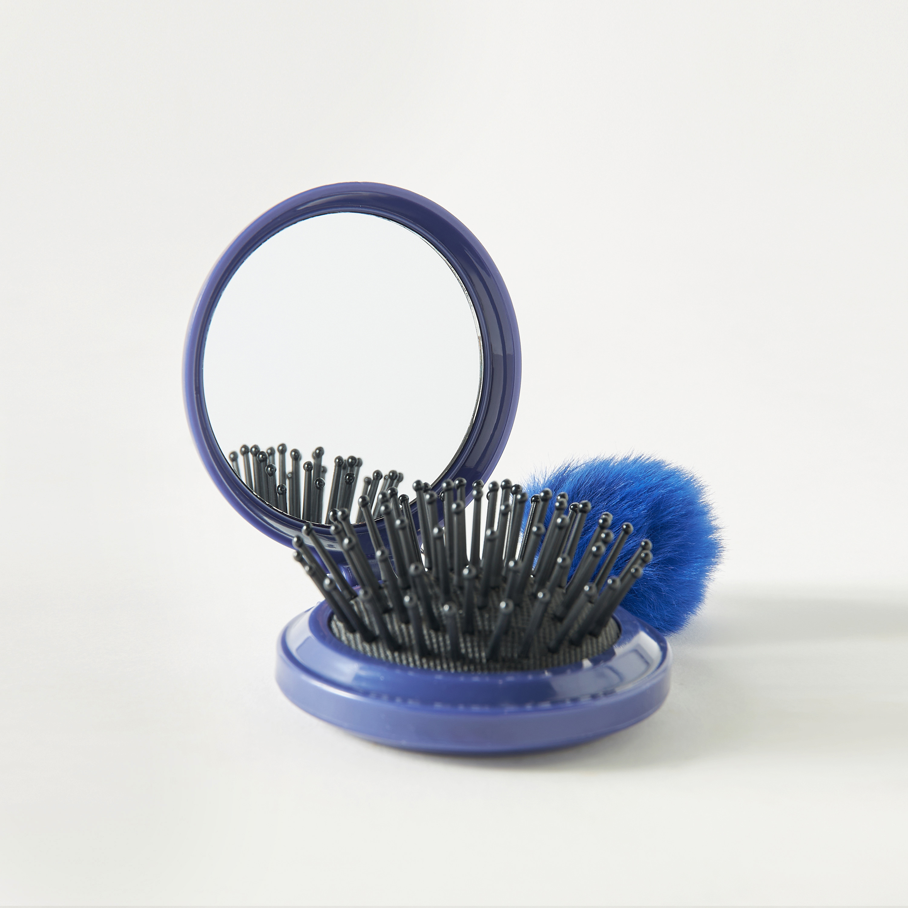فرشاة شعر قابلة للطي بمرآة وتفاصيل بوم بوم-beautyandpersonalcare-hair-stylingtools-hairbrushesandcombs-image-1