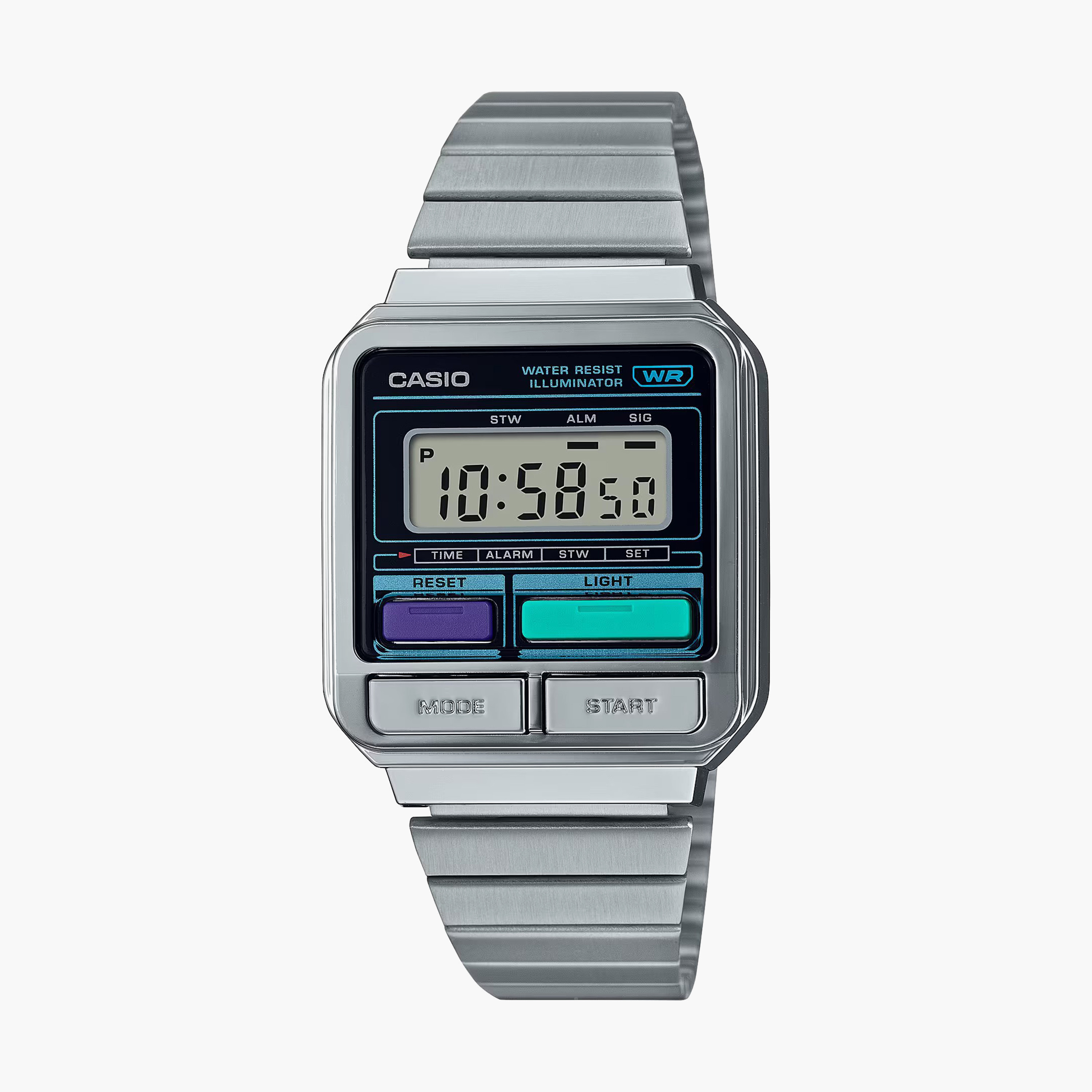 Casio Silver Digital Stainless Steel Strap Watch | A120WE-1ADF | 33 MM-women-watchesandjewellery-watches-image-1