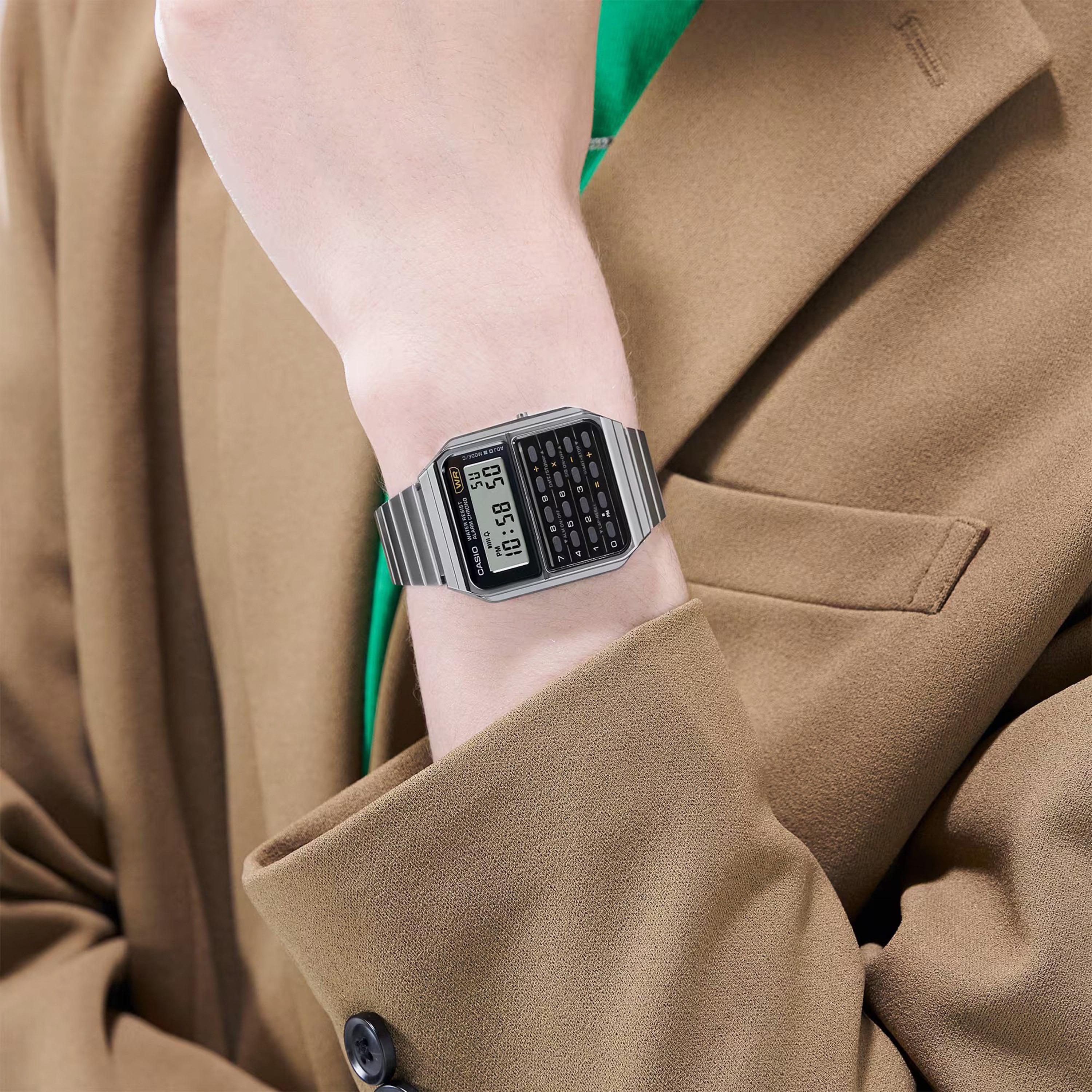Casio Silver Digital Stainless Steel Strap Watch | CA-500WE-1ADF | 34 MM-women-watchesandjewellery-watches-image-4