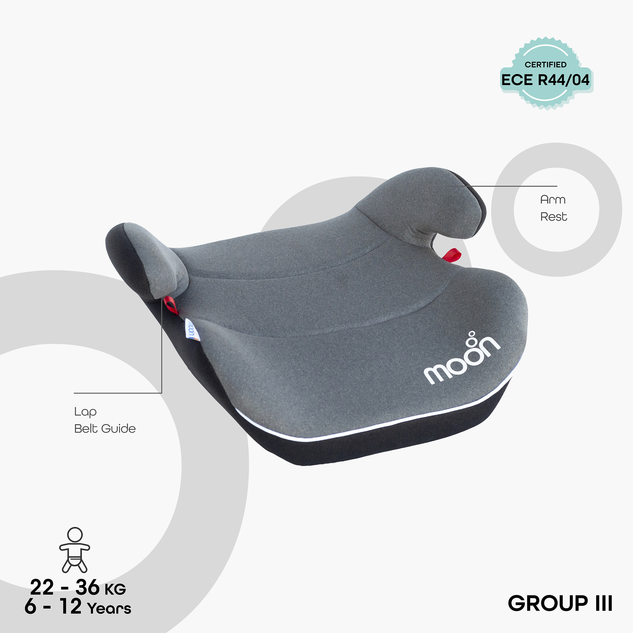 Moon Kido Booster Car Seat with Front Facing, Removable Cover and Seat Belt System-baby-gear-carseats-image-2