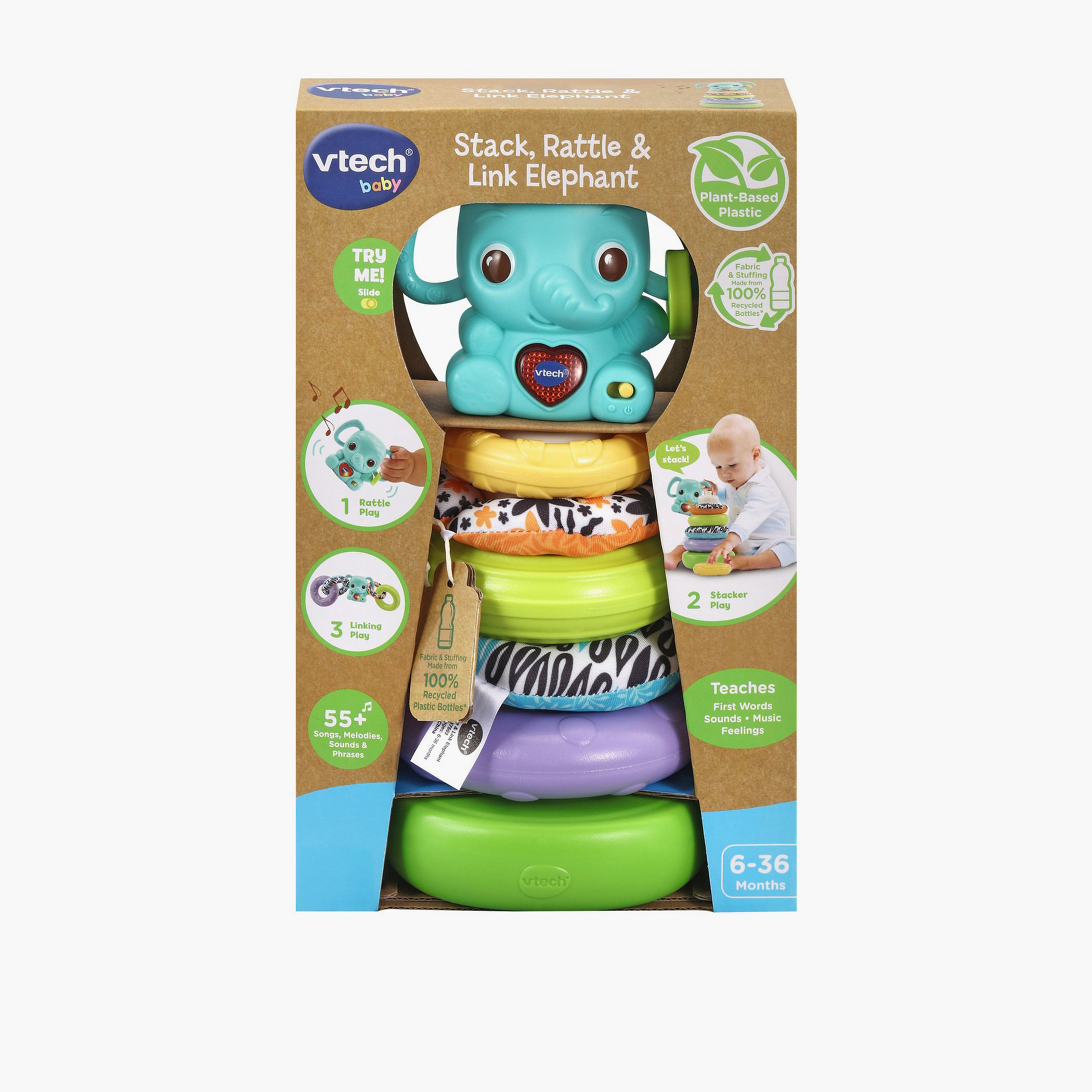 V-Tech Stack Rattle and Link Elephant-toys-babyandtoddlertoys-rattlesandteethers-image-1