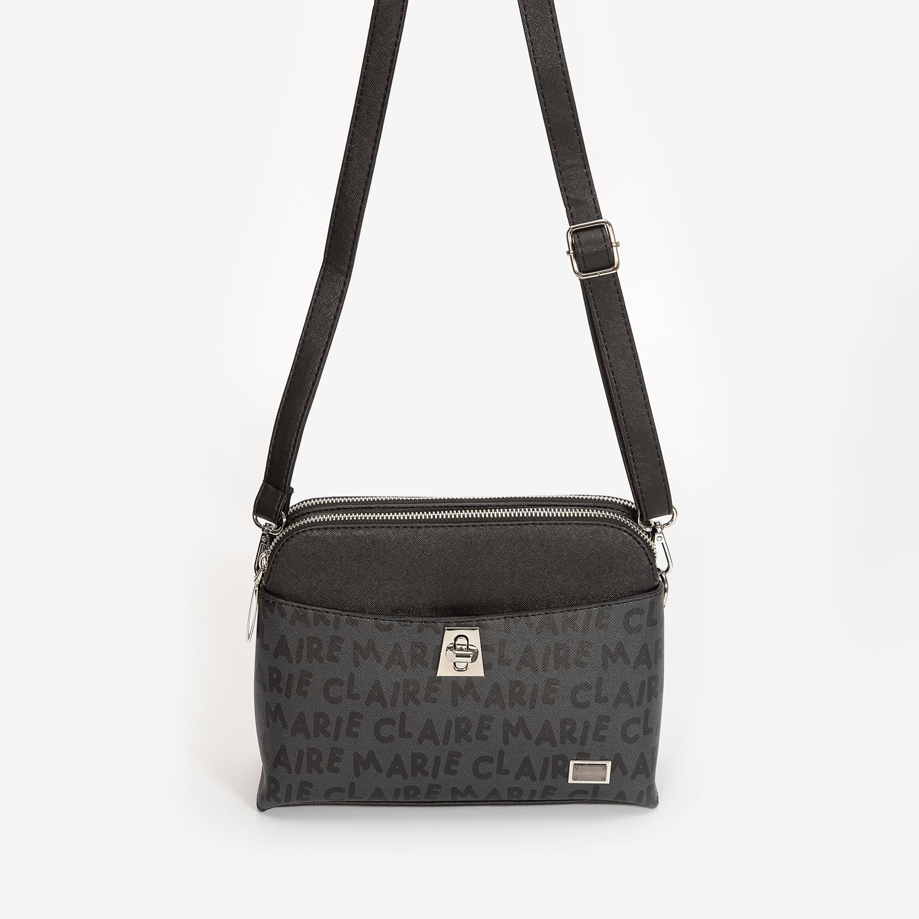 حقيبة كتف من ماري كلير أزاليا بمزين مونوغرام وحزام قابل للفصل والتعديل-women-bagsandwallets-handbags-image-1