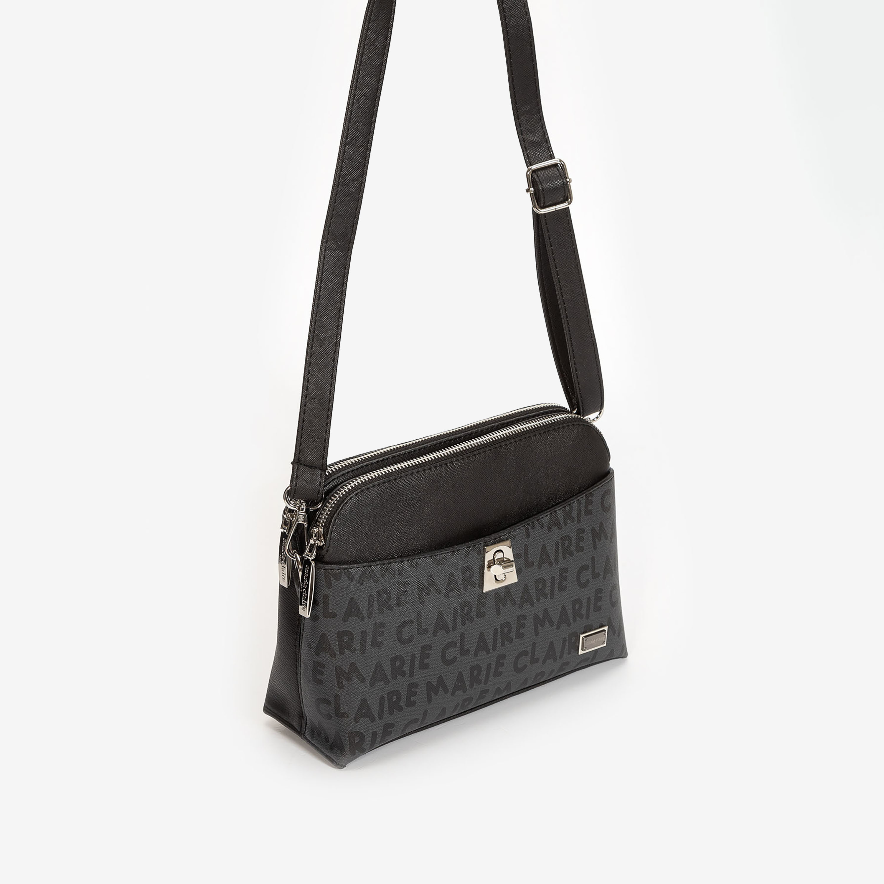 حقيبة كتف من ماري كلير أزاليا بمزين مونوغرام وحزام قابل للفصل والتعديل-women-bagsandwallets-handbags-image-2