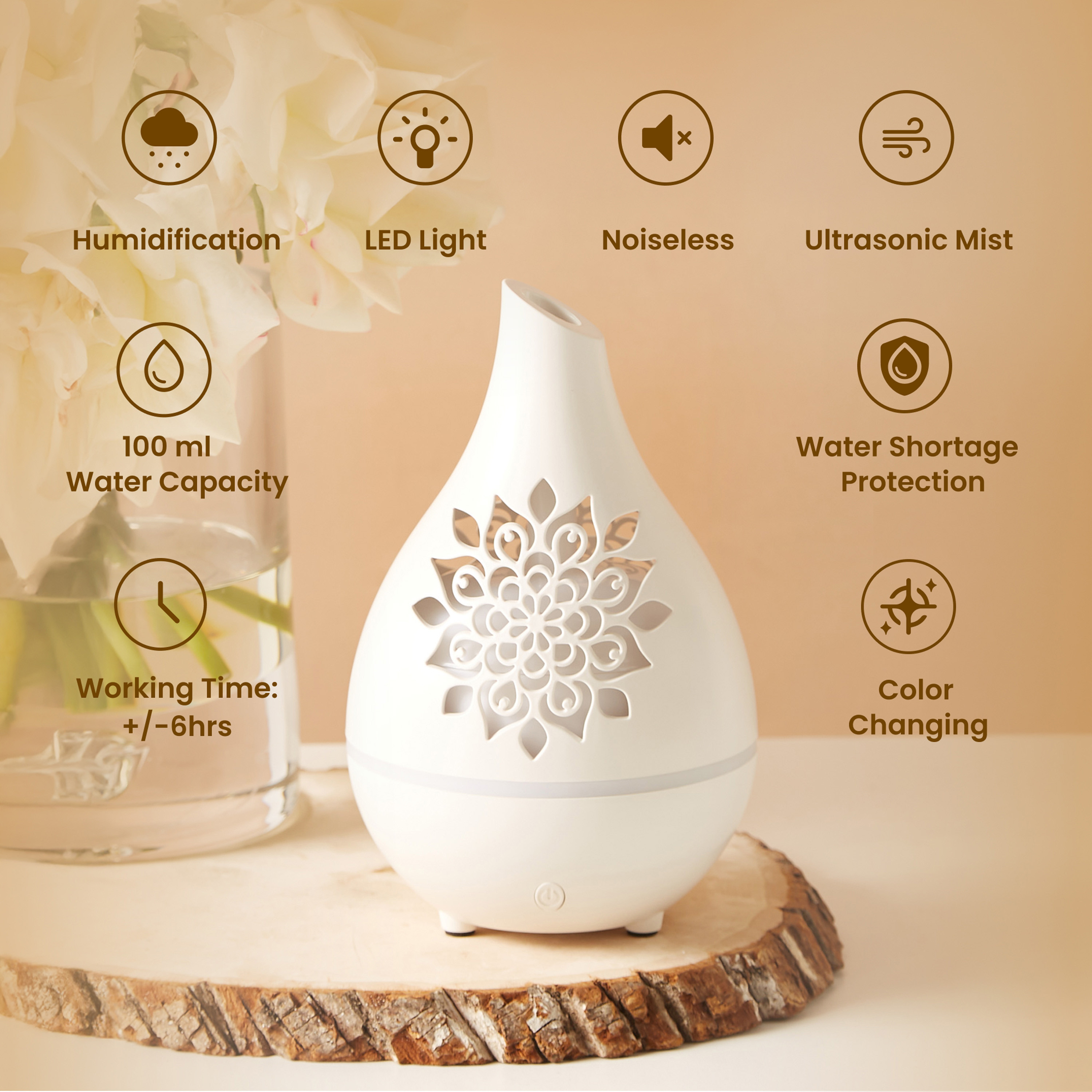 Jasmine Cutwork Detail Aroma Diffuser - 100 ml-household-homefragrance-airrevitalisersandhumidifiers-image-1