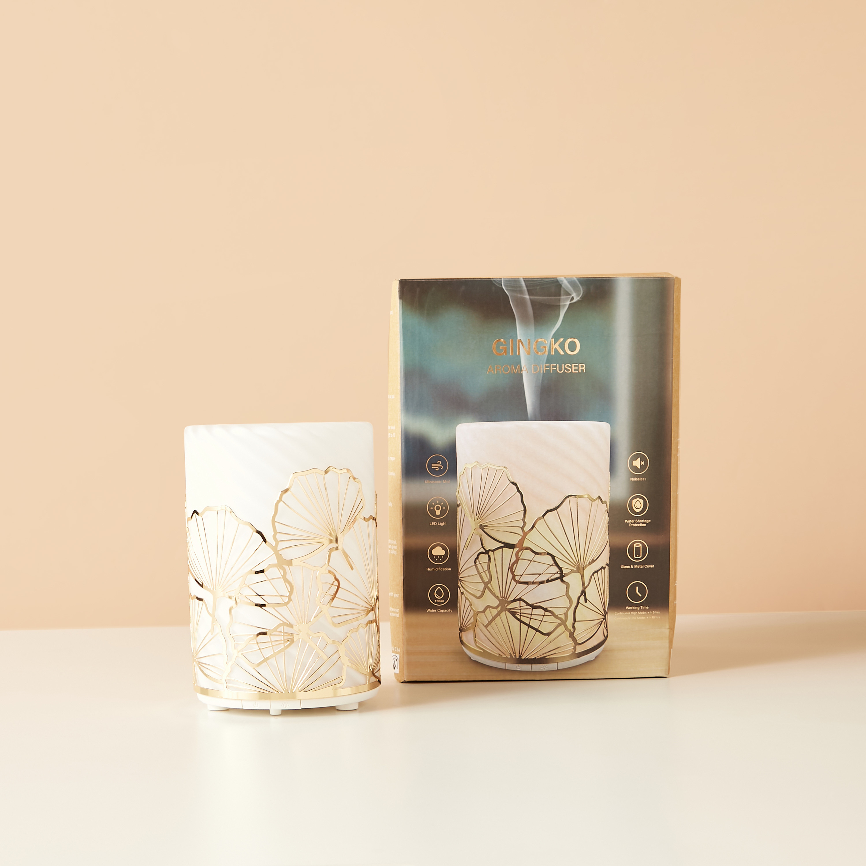 Gingko Embossed Aroma Diffuser - 150 ml-household-homefragrance-airrevitalisersandhumidifiers-image-2