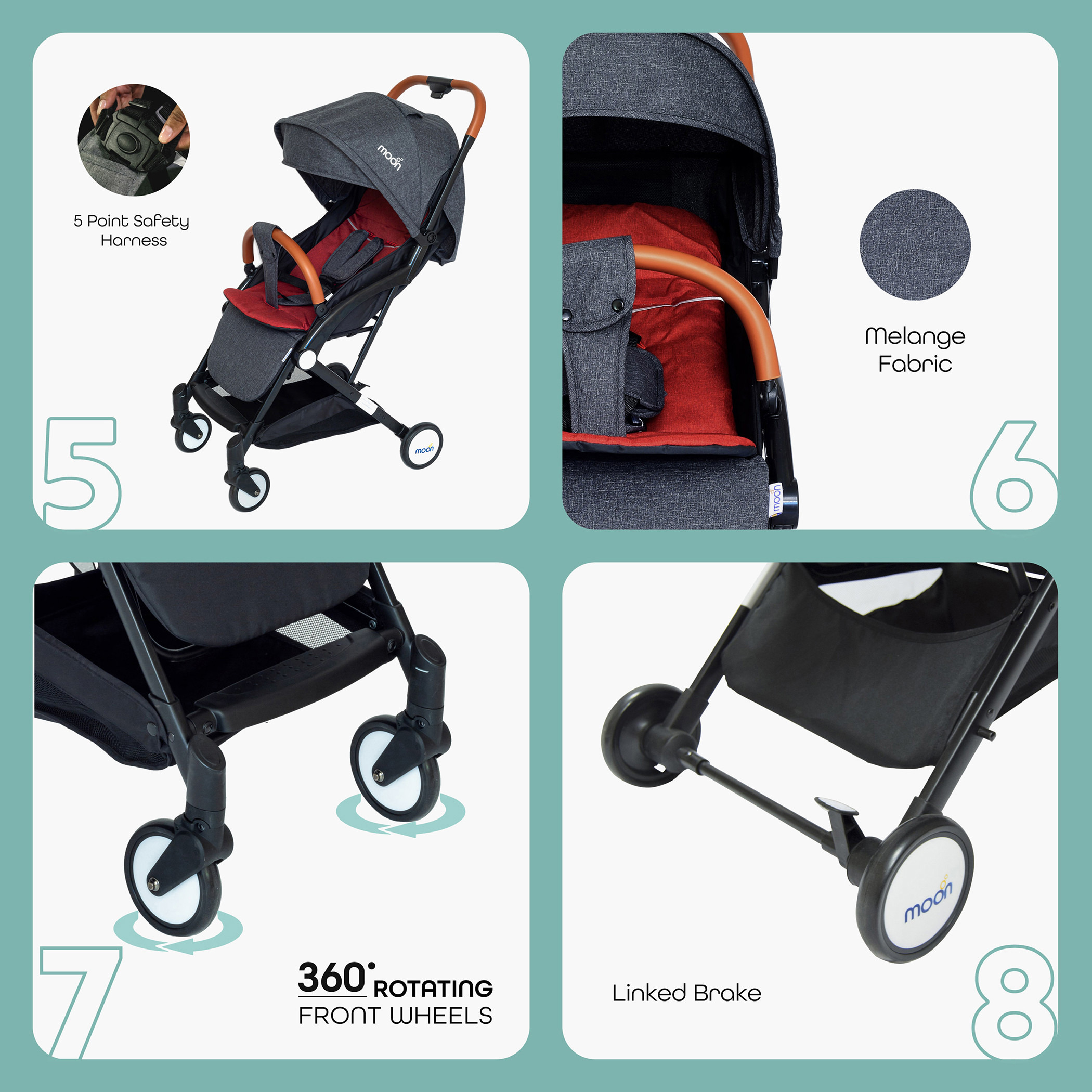 Moon Ritzi 3-Fold System Cabin Stroller  - Black Red-baby-gear-strollersandprams-strollers-image-4