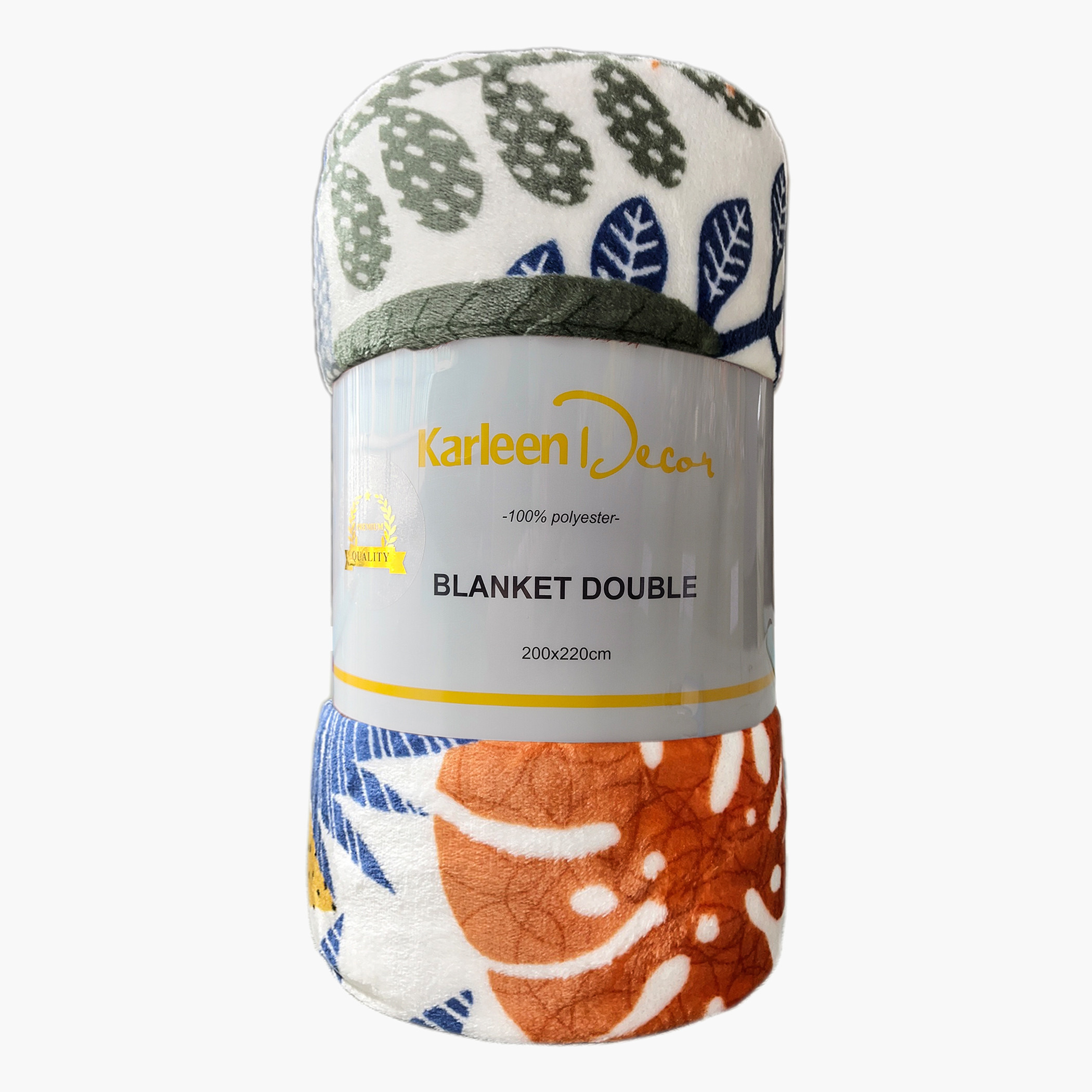 Karleen Decor Leaf Print Flannel Blanket - 200x220 cms-household-bedding-blankets-image-2