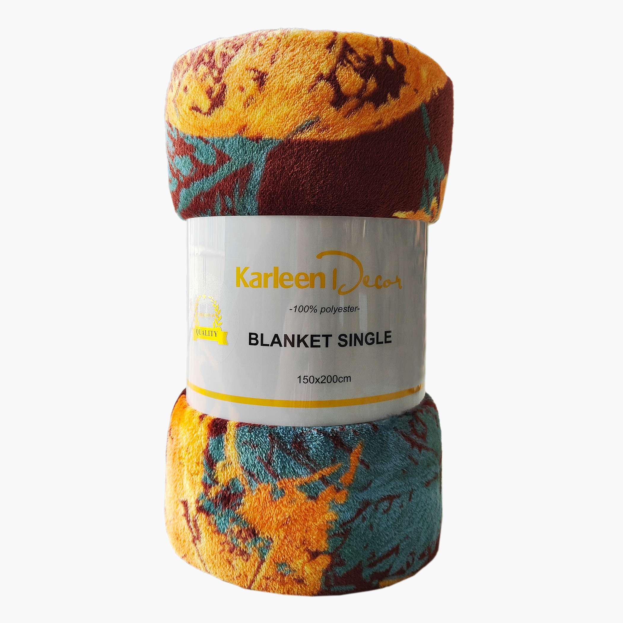 بطانية فلانيل بطبعات أوراق شجر كارلين ديكور - 150x200 سم-household-bedding-blankets-image-1