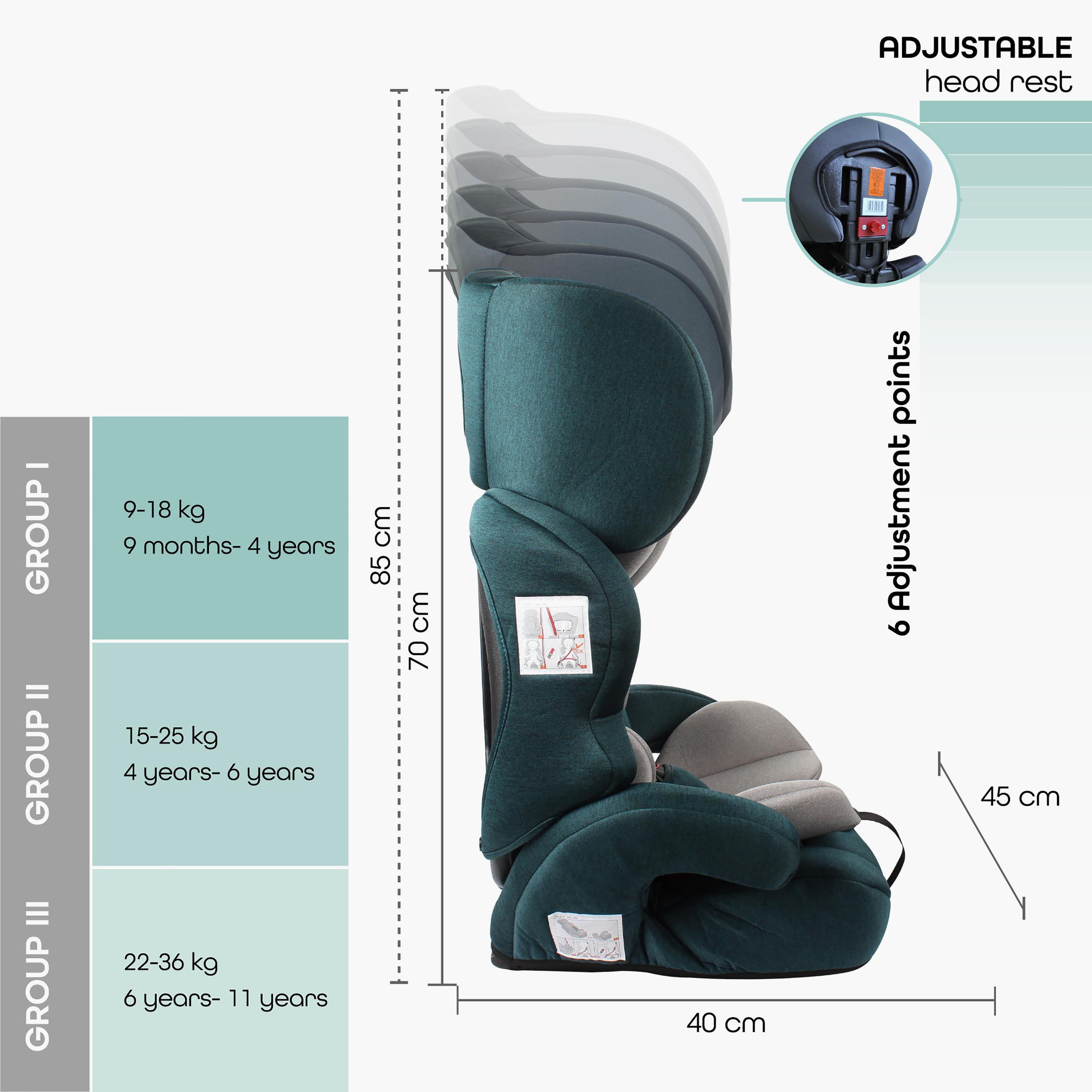 Moon Tolo Baby/Kids Car Seat (Group 1, 2, 3), Green-baby-gear-carseats-image-2