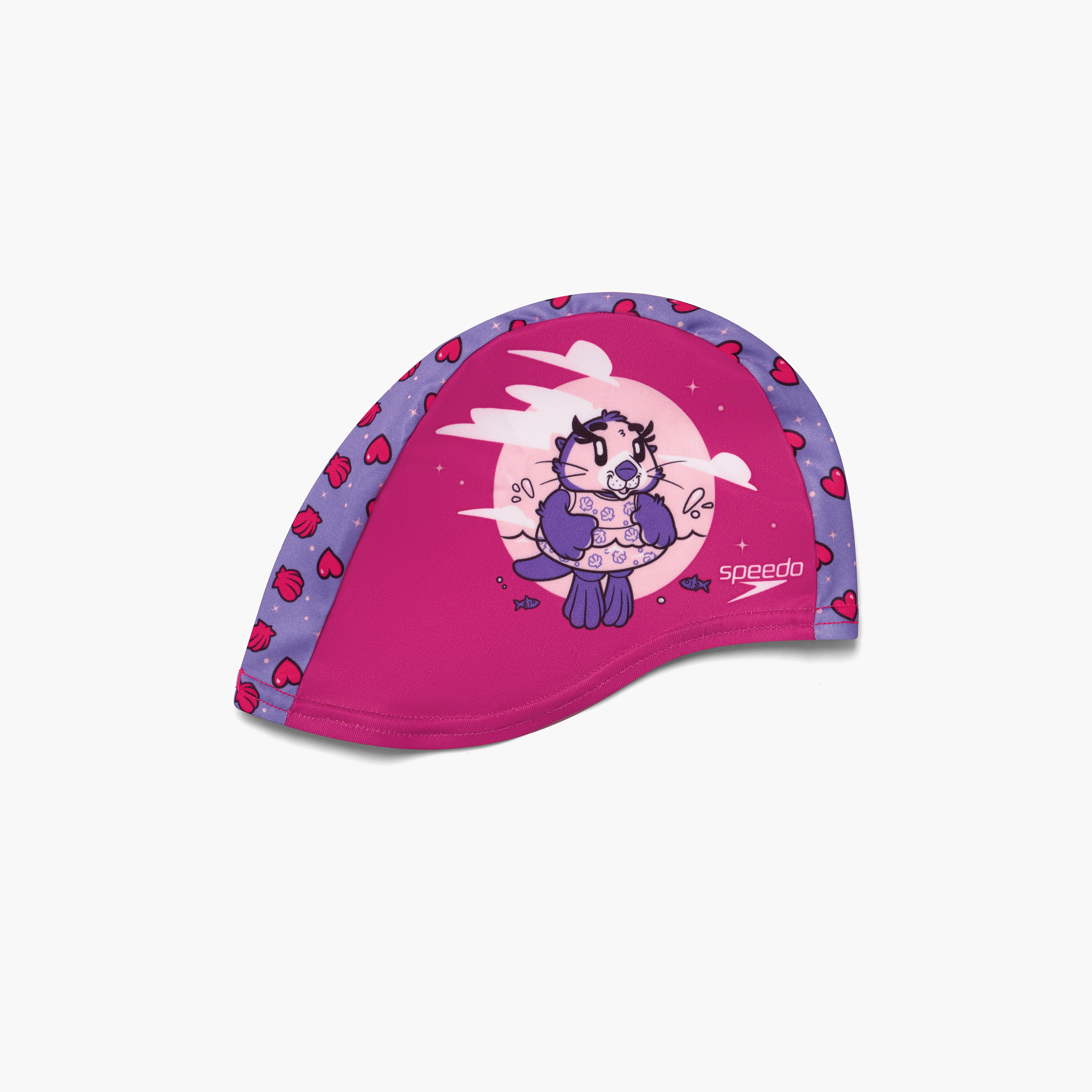 Speedo Printed Polyester Cap, Kids Girls, Aria Miami Lilac/Sweet Taro-women-clothing-swimandbeach-swimcaps-image-1