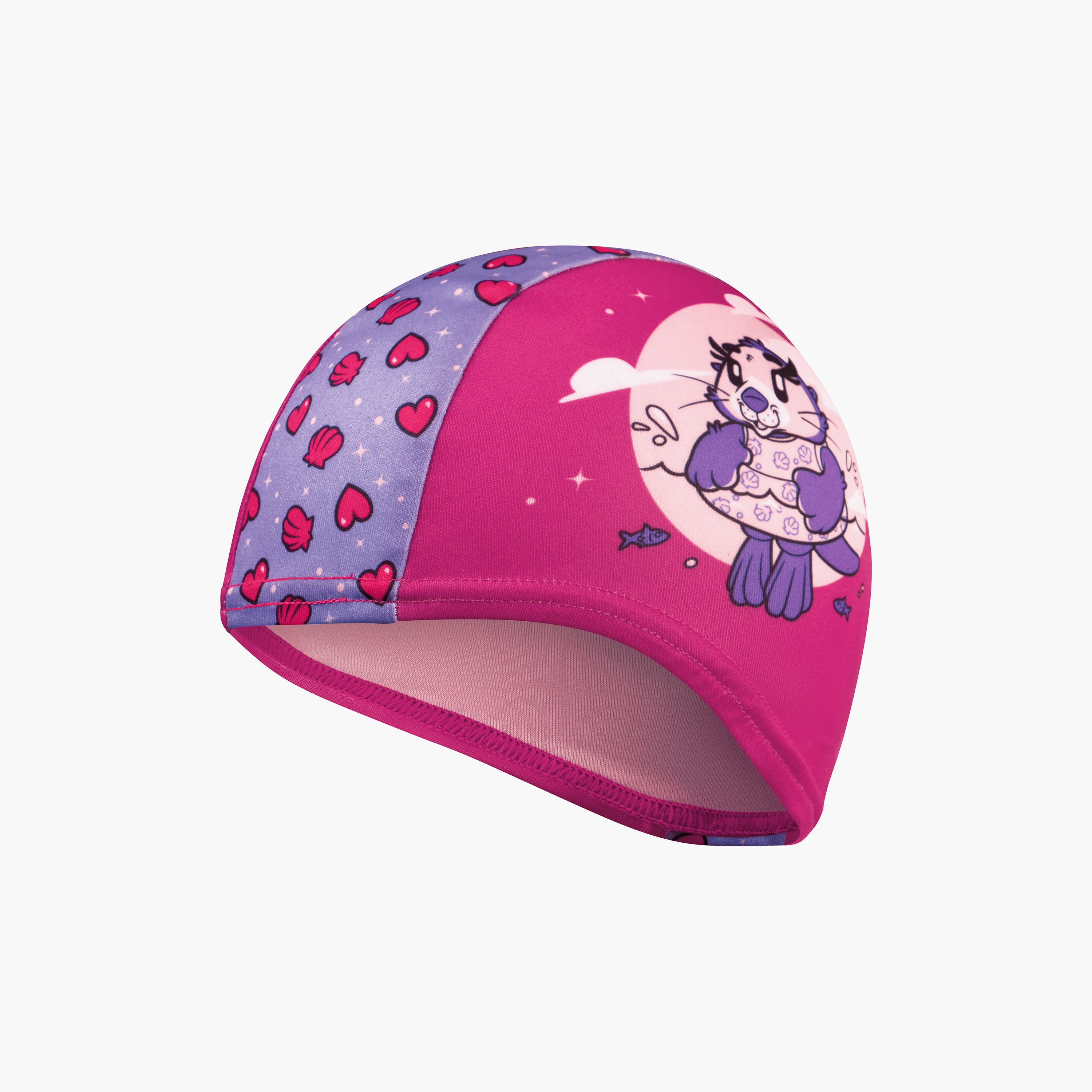 Speedo Printed Polyester Cap, Kids Girls, Aria Miami Lilac/Sweet Taro-women-clothing-swimandbeach-swimcaps-image-2