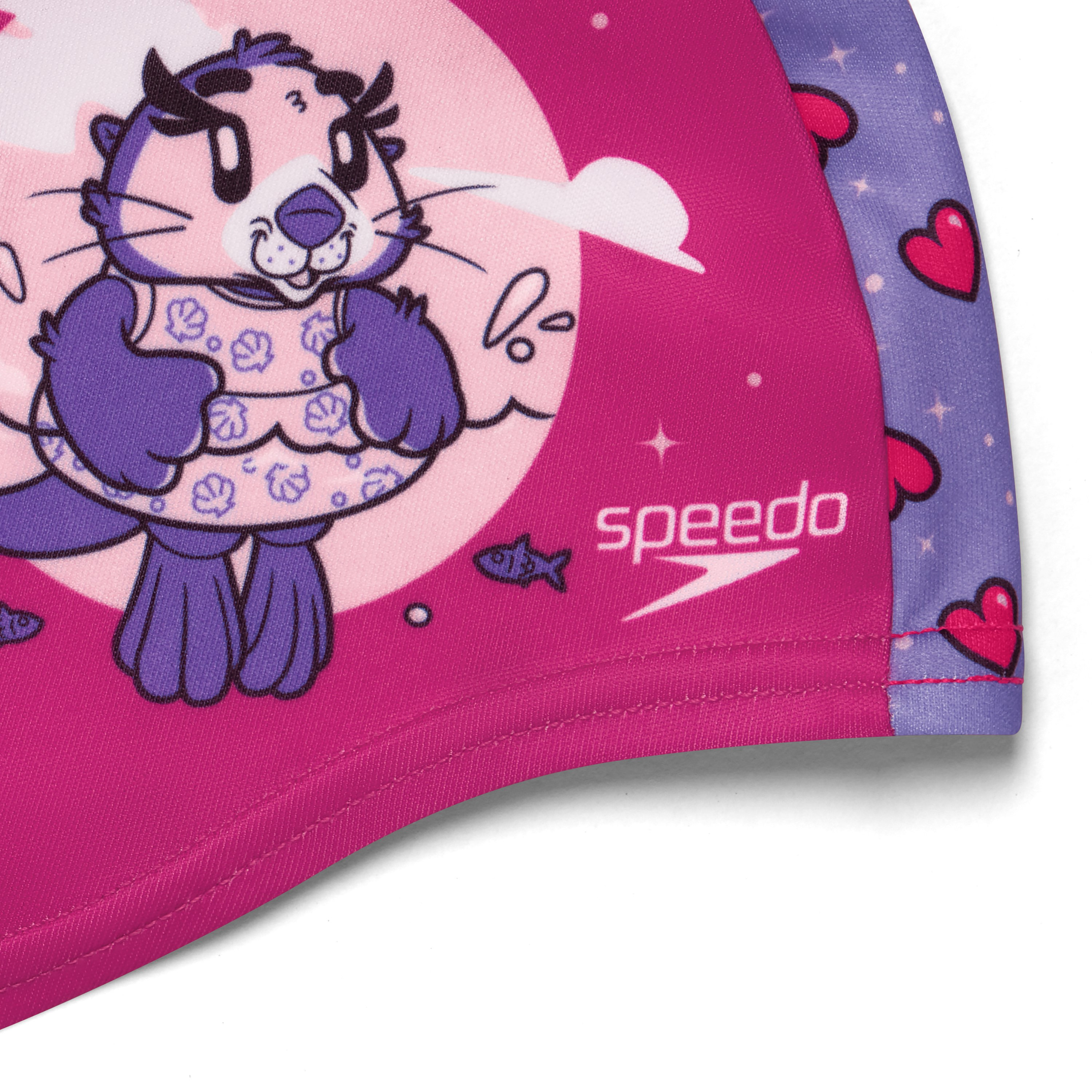 Speedo Printed Polyester Cap, Kids Girls, Aria Miami Lilac/Sweet Taro-women-clothing-swimandbeach-swimcaps-image-3