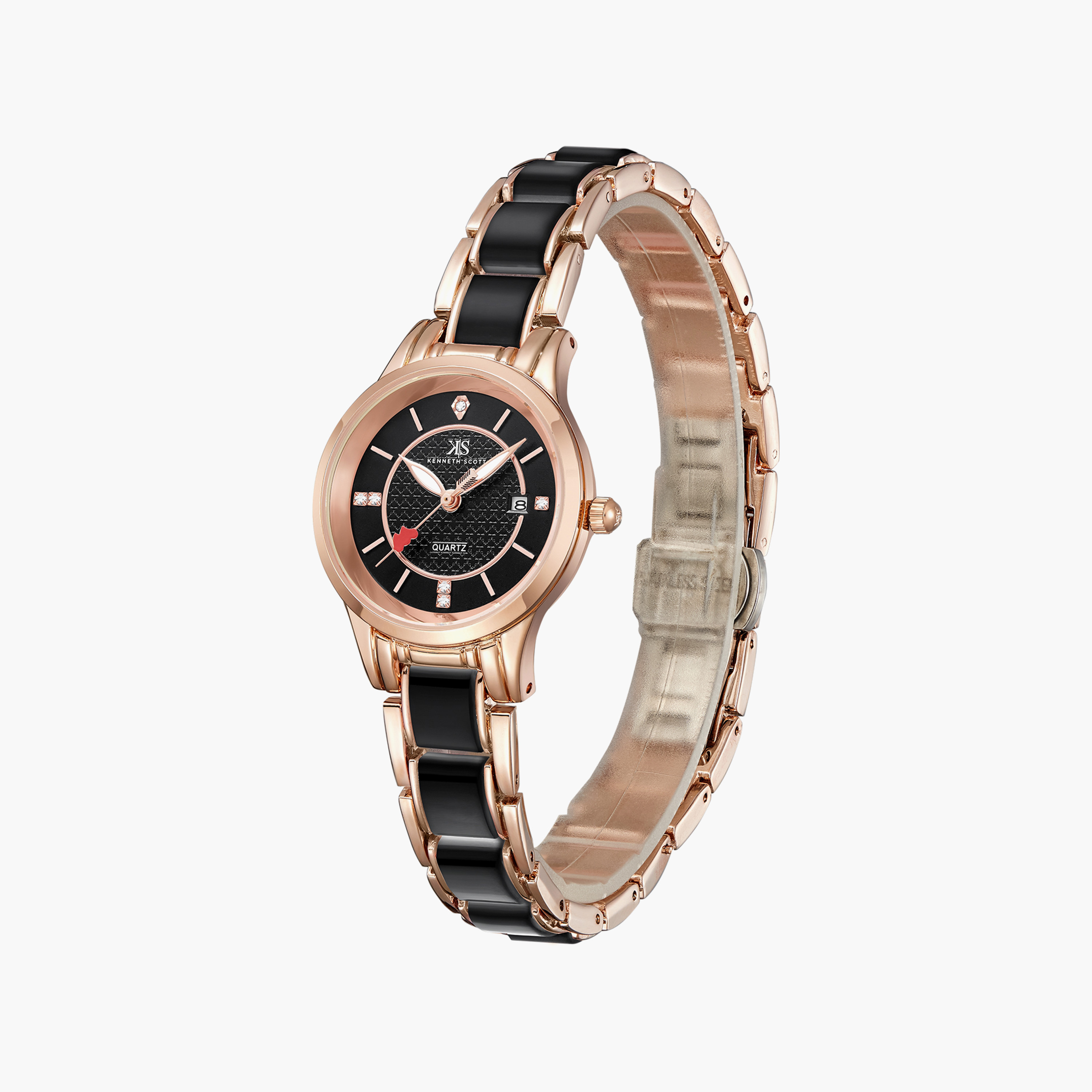 Kenneth Scott Black & Rose Gold Analog Stainless Steel Strap Watch | K23517-RCBB-women-watchesandjewellery-watches-image-2