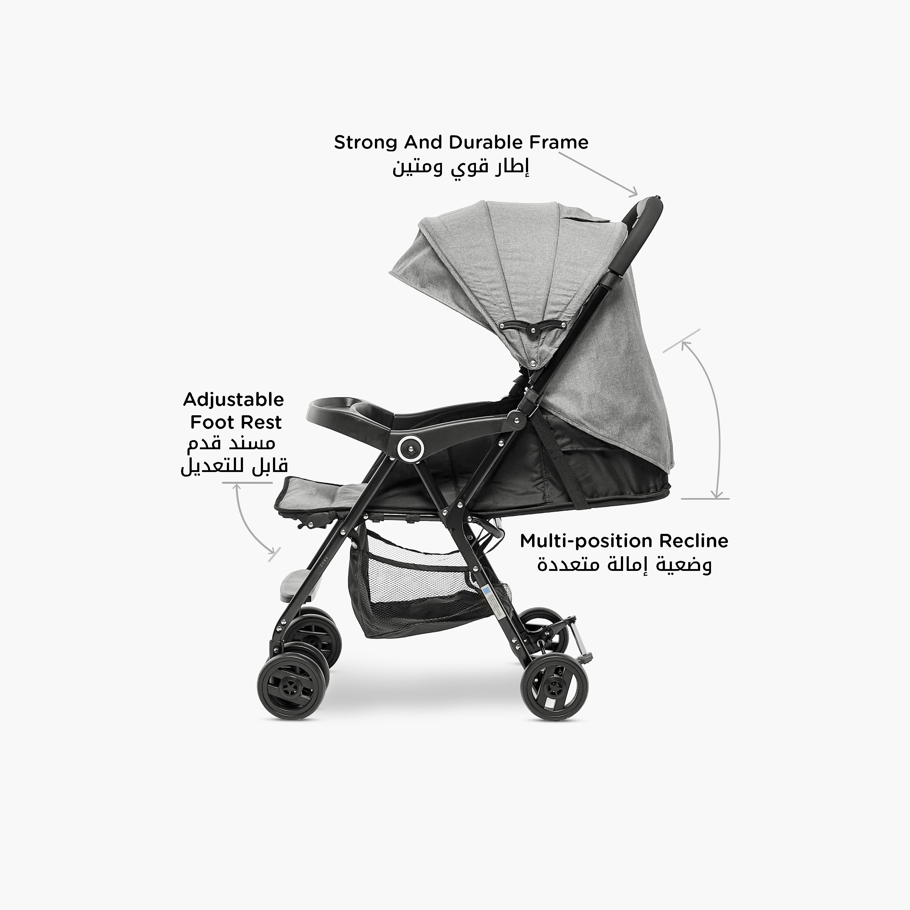 عربة أطفال زوي بنظام طي بزر ضغط وإطار معدني وقفل للعجلات من جونيورز -baby-gear-strollersandprams-strollers-image-4