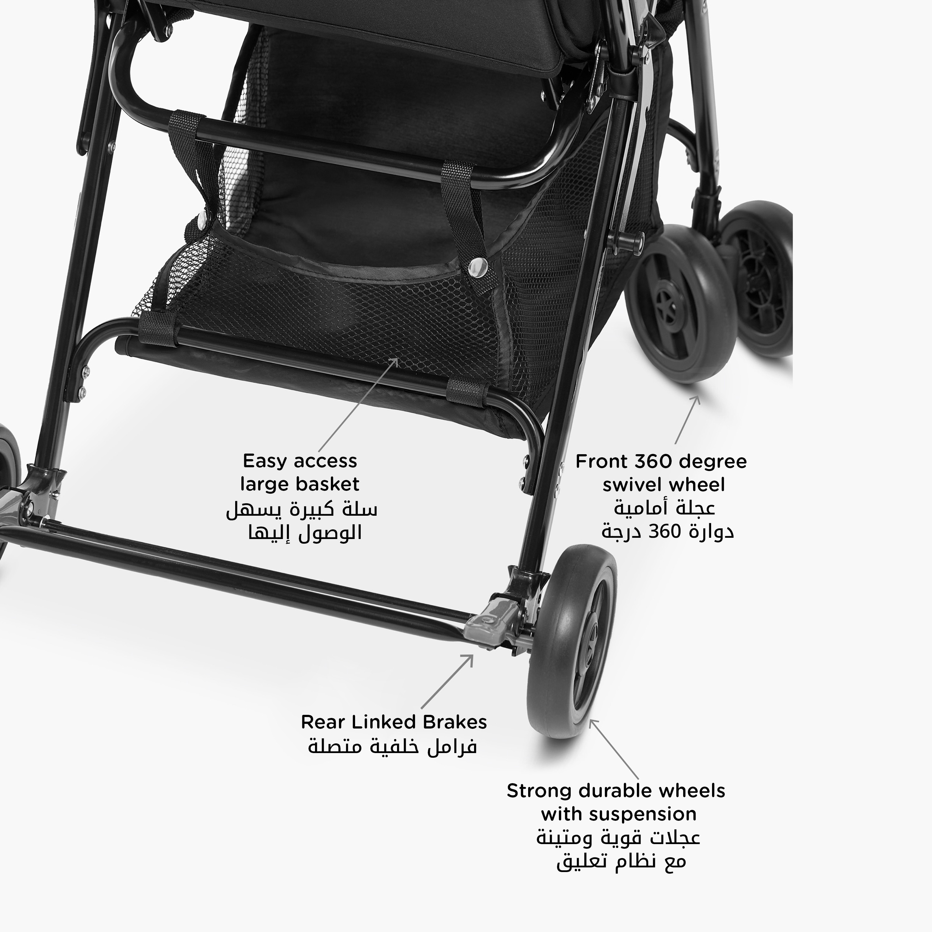 Juniors Zoey Stroller with Push Button Folding System, Metal Frame and Wheel Lock-baby-gear-strollersandprams-strollers-image-9