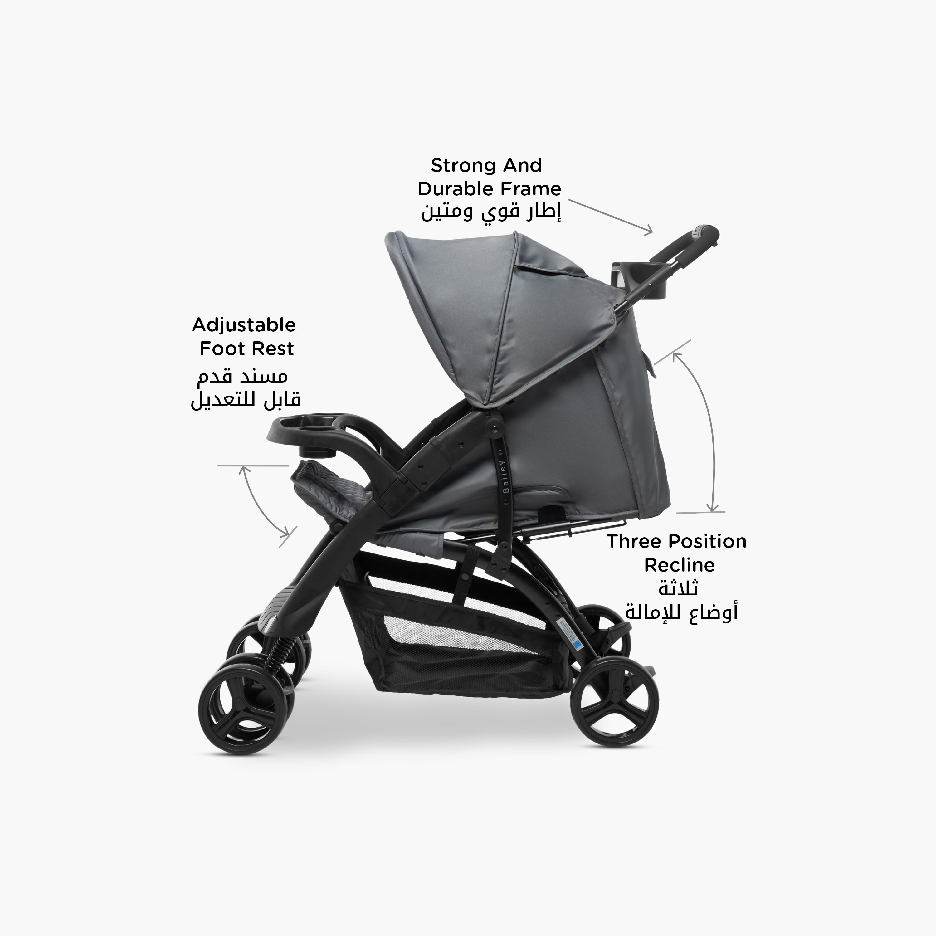 Juniors Bailey Deluxe Stroller with Push Button Folding System, Metal Frame and Wheel Lock-baby-gear-strollersandprams-strollers-image-4