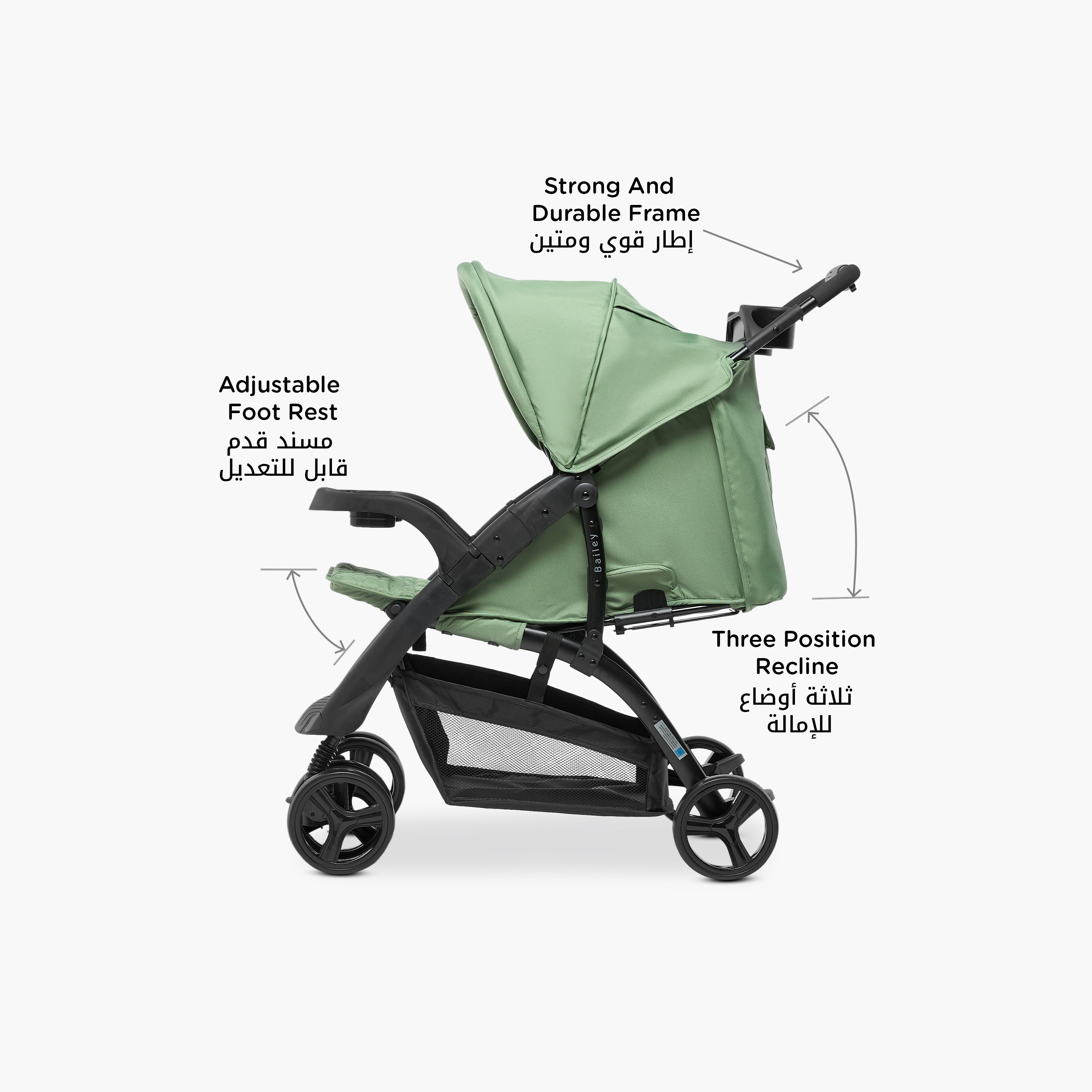 Juniors Bailey Deluxe Stroller with Push Button Folding System, Metal Frame and Wheel Lock-baby-gear-strollersandprams-strollers-image-4
