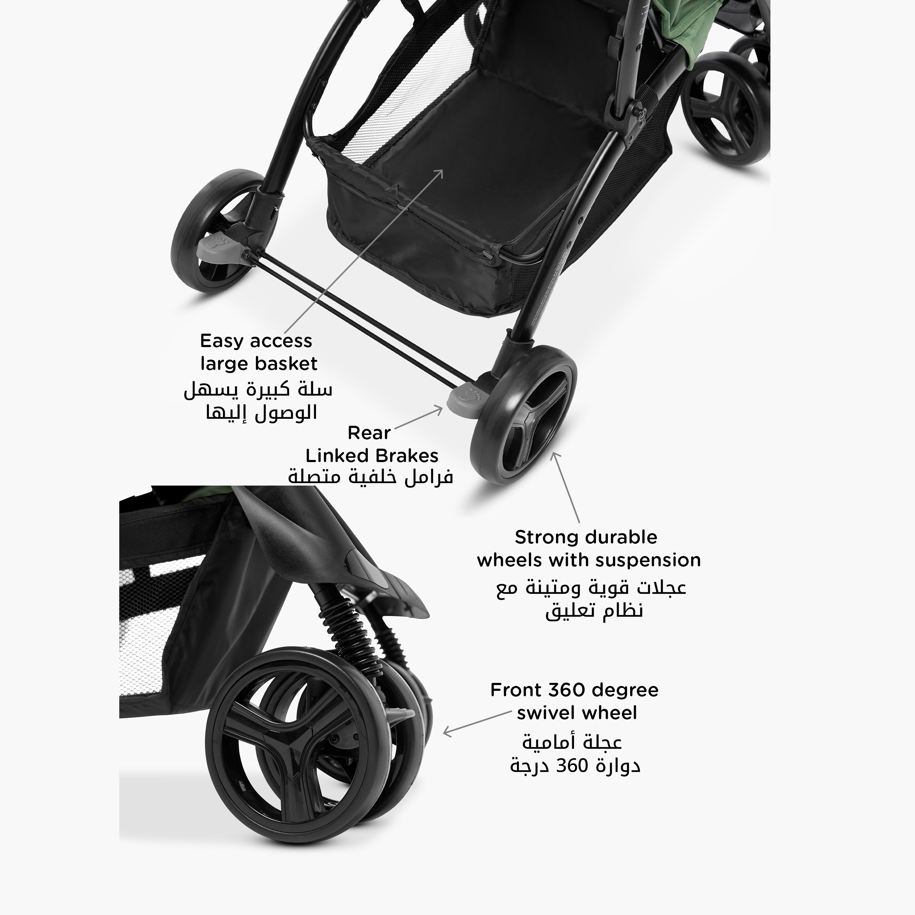 Juniors Bailey Deluxe Stroller with Push Button Folding System, Metal Frame and Wheel Lock-baby-gear-strollersandprams-strollers-image-9
