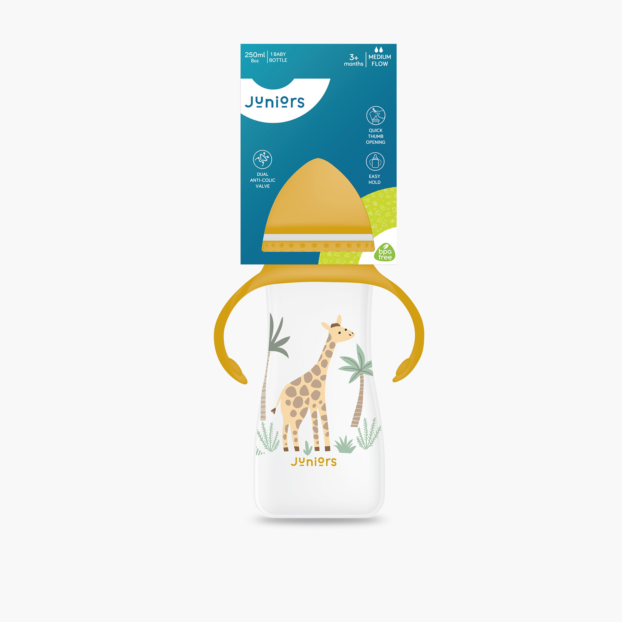Juniors Anti-Colic Feeding Bottle with Handle - 250 ml (3 months+)-baby-feeding-feedingbottles-bottlesandteats-image-3