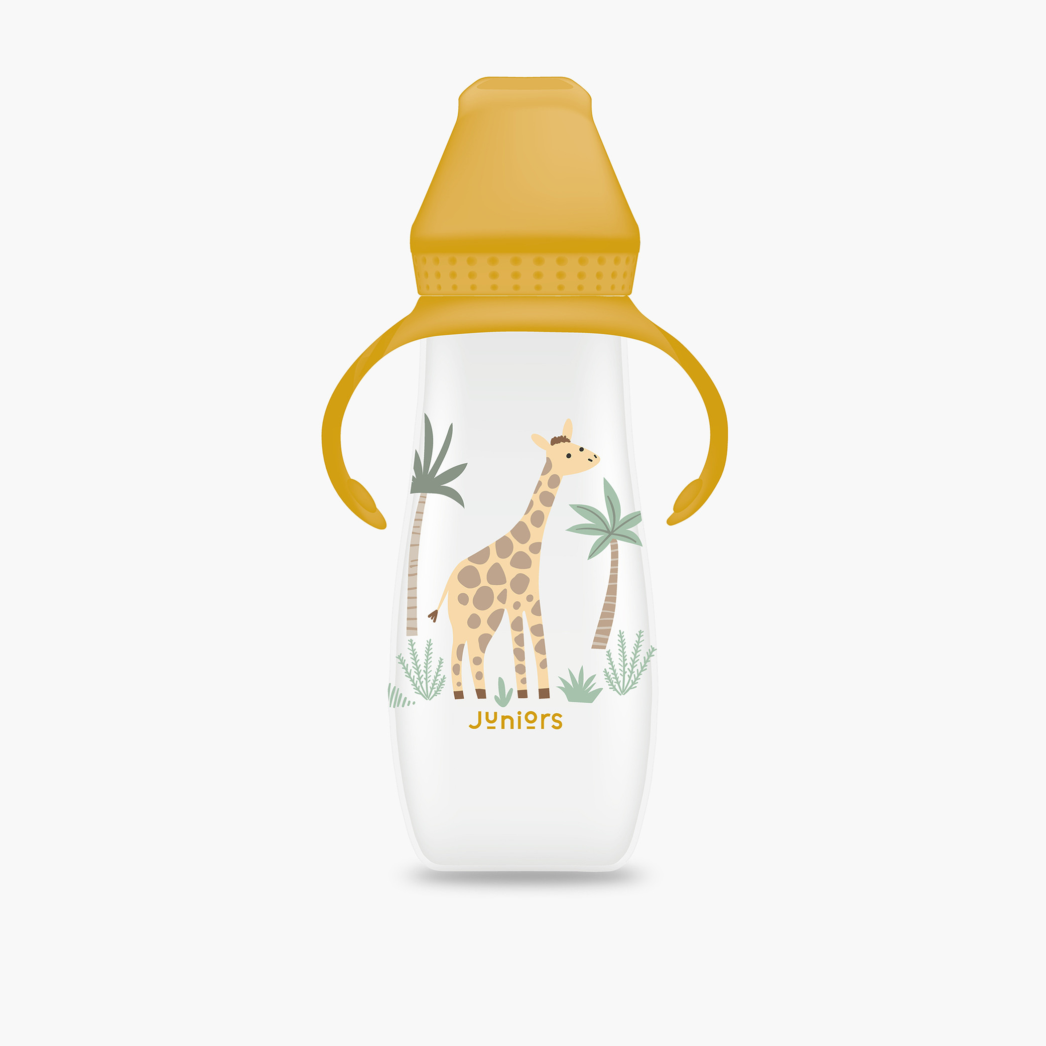 Buy Juniors Giraffe Print Feeding Bottle with Handle 300 ml Online Mothercare Bahrain