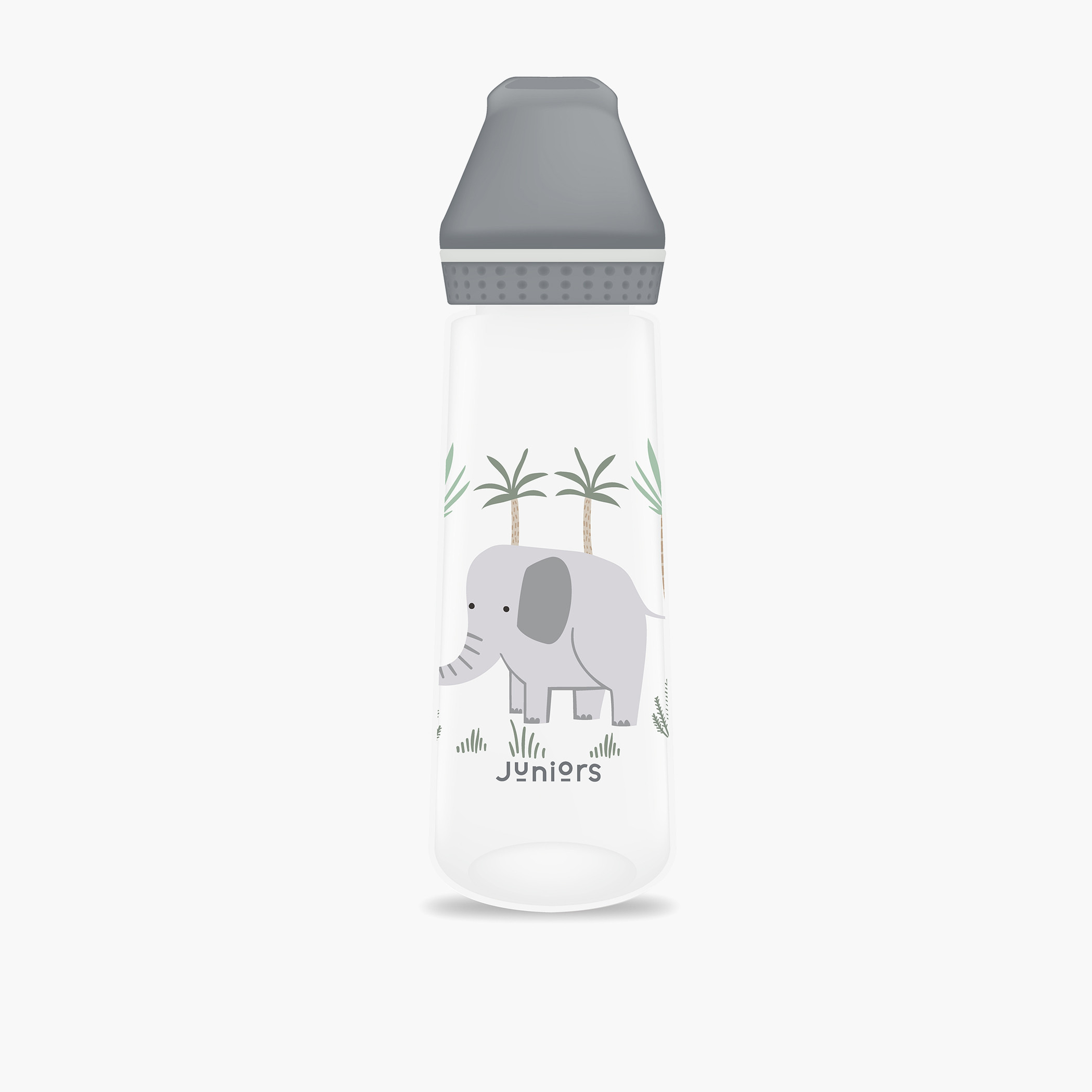 Juniors Elephant Print Feeding Bottle with Soother and Clip Set - 250 ml-baby-feeding-feedingbottles-bottlesandteats-image-2