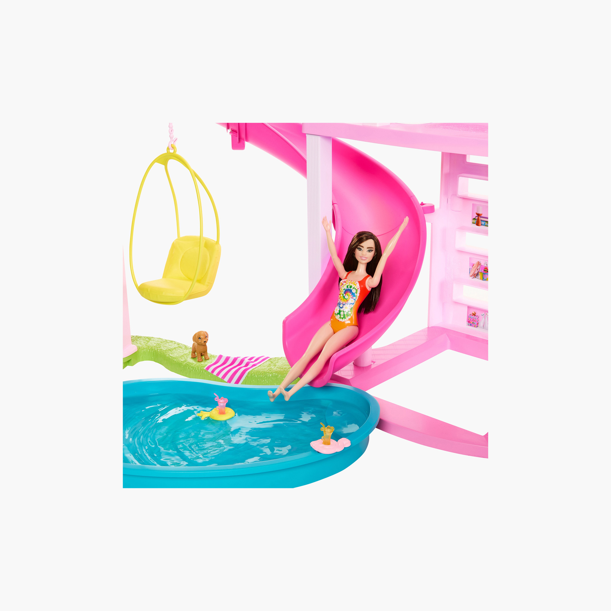 Barbie Dreamhouse , Pool Party Doll House with 75+ Pieces and 3-Story Slide and Puppy Play Areas-toys-dollsandplaysets-dollhouses-image-4