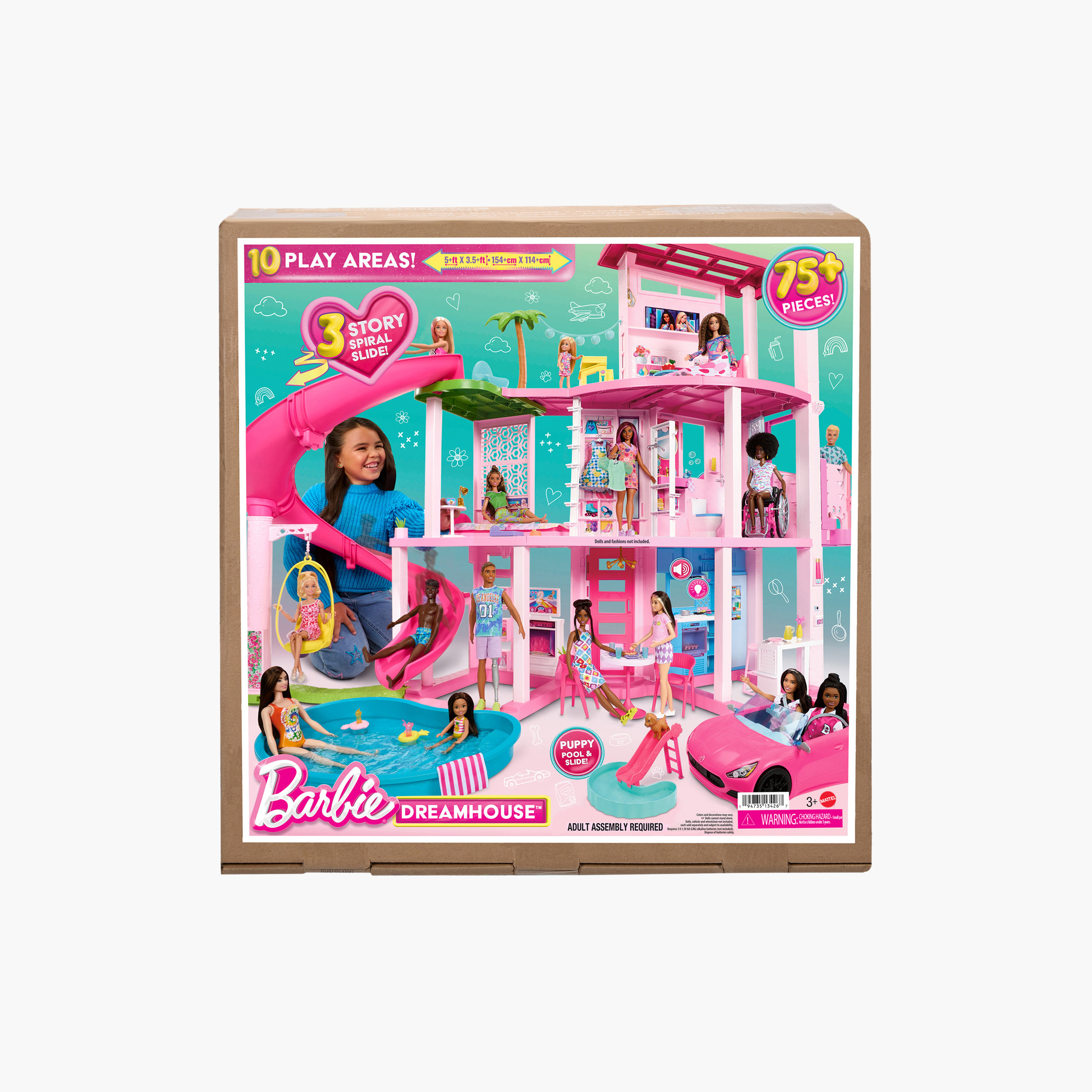 Barbie Dreamhouse , Pool Party Doll House with 75+ Pieces and 3-Story Slide and Puppy Play Areas-toys-dollsandplaysets-dollhouses-image-6