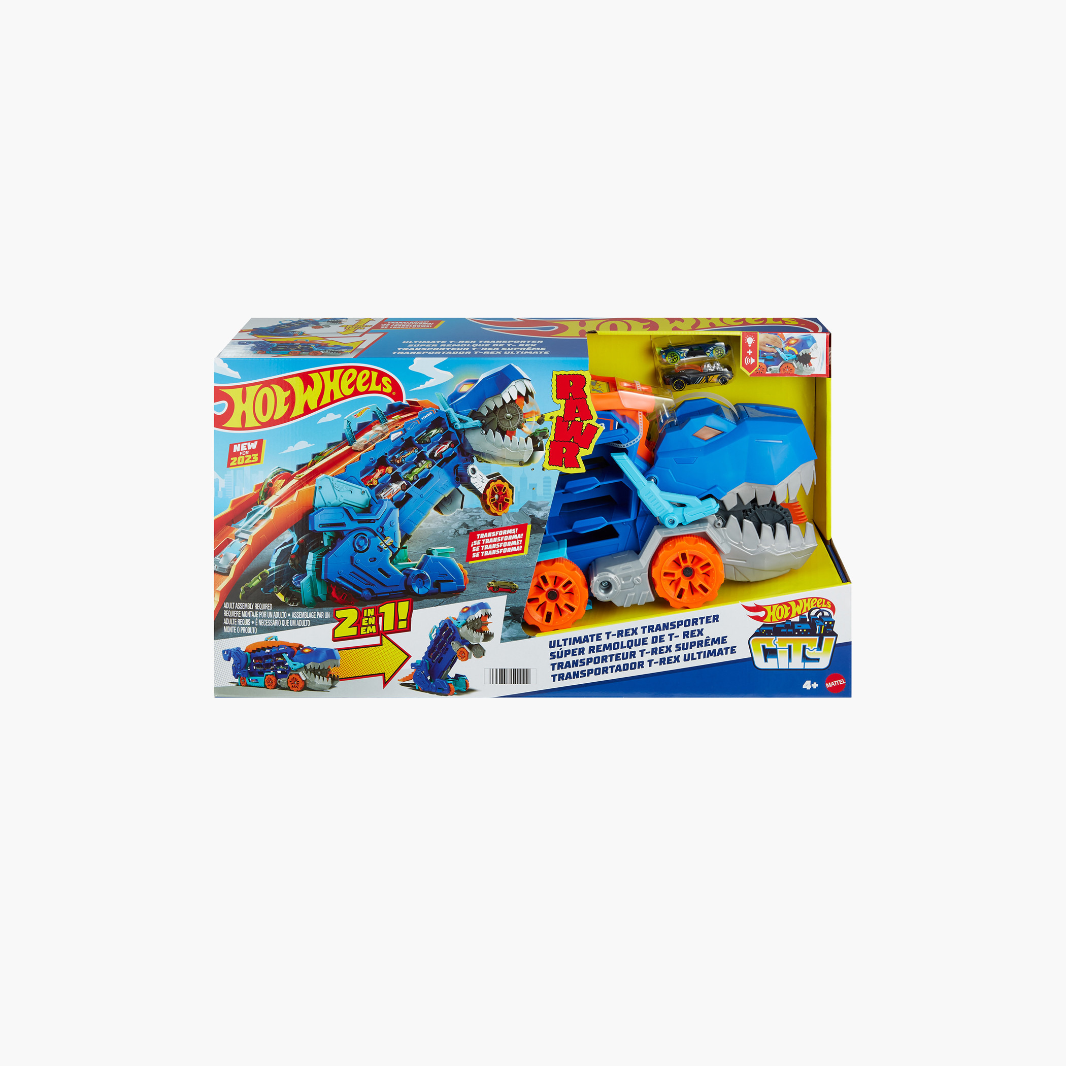 Hot Wheels City Car Track Set, Ultimate T-Rex Transporter, Converts to Stomping Dino with Race Track-toys-playvehicles-cars-image-6