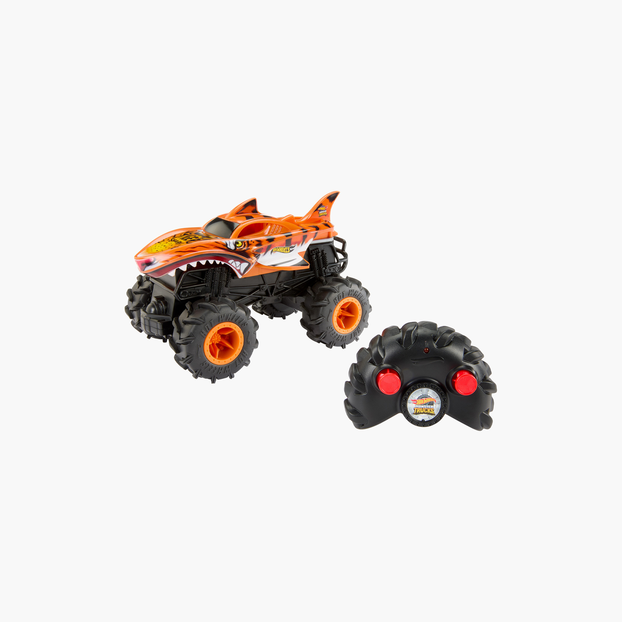 Hot Wheels Monster Trucks RC, 1:24 Scale Tiger Shark Vehicle, Oversized Toy with Terrain Action Tire-toys-remotecontrolledvehicles-rccars-image-1