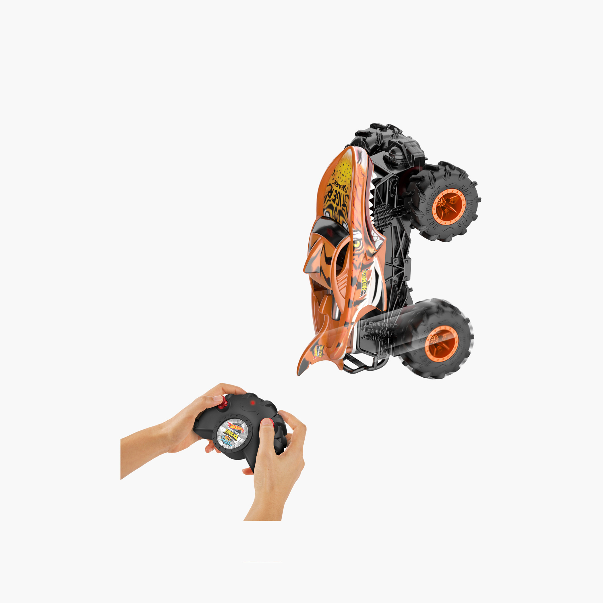 Hot Wheels Monster Trucks RC, 1:24 Scale Tiger Shark Vehicle, Oversized Toy with Terrain Action Tire-toys-remotecontrolledvehicles-rccars-image-5